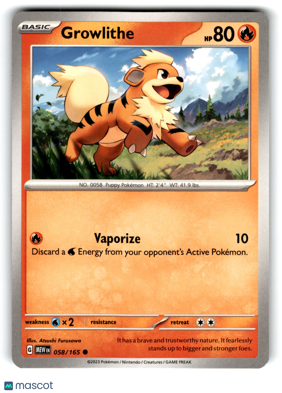 2023 Pokemon Growlithe #58/165