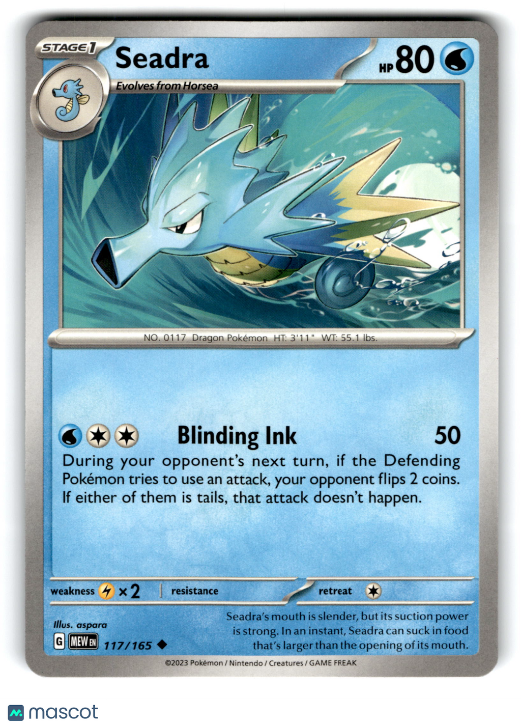 2023 Pokemon Seadra #117/165