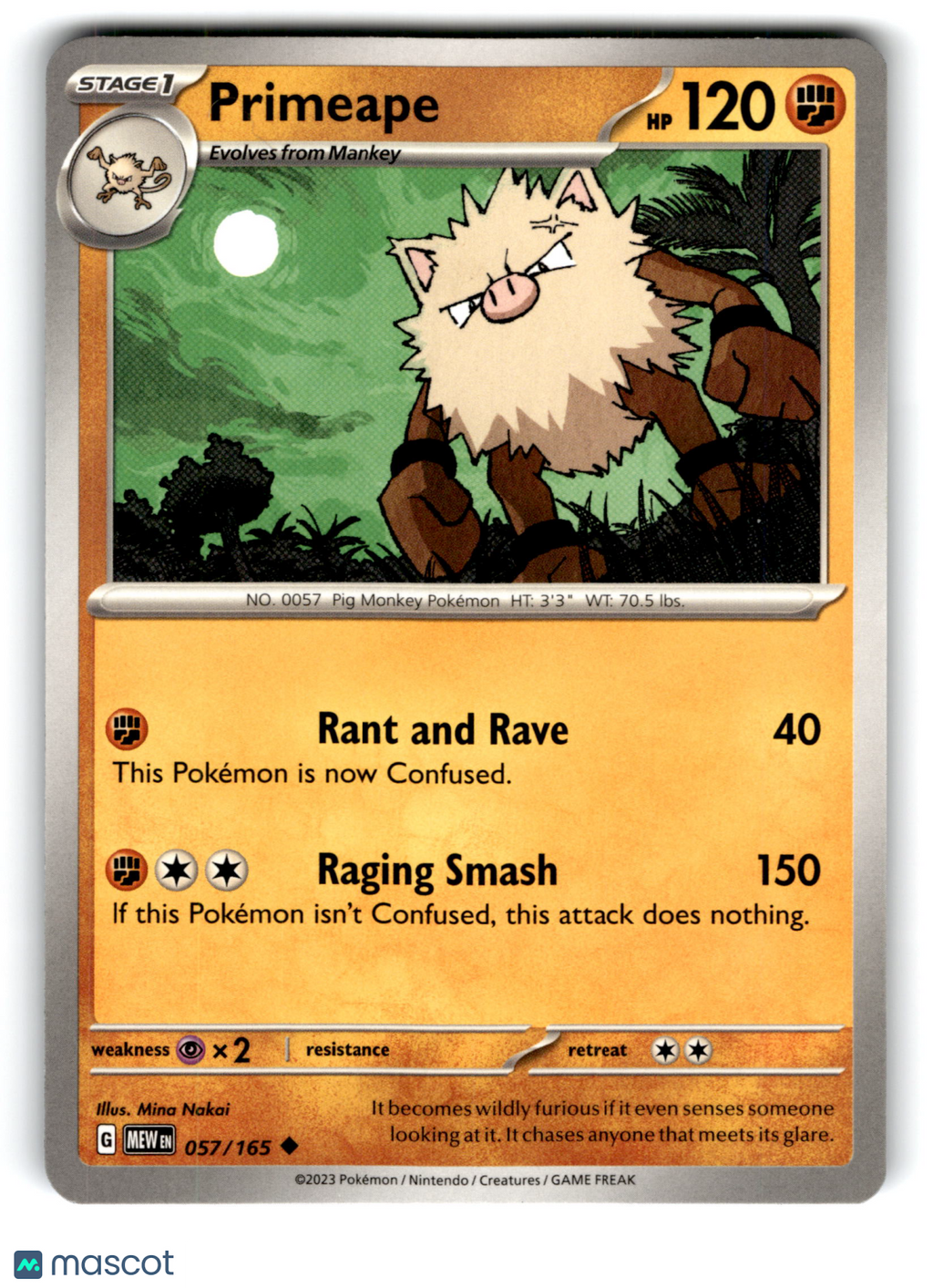 2023 Pokemon Primeape #57/165