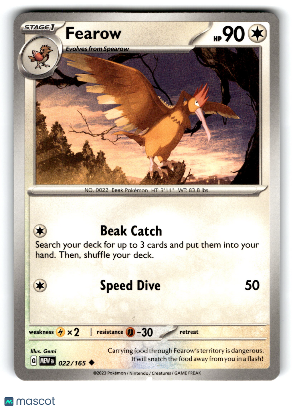 2023 Pokemon Fearow #22/165