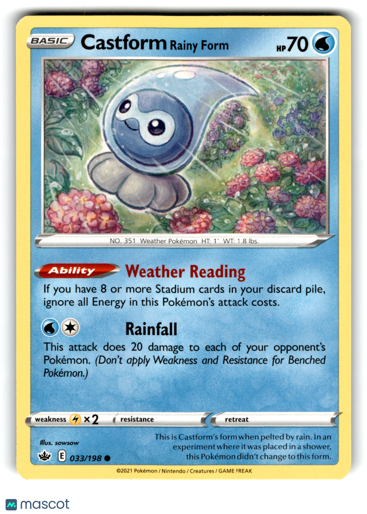 2021 Pokemon Castform Rainy Form #33/198