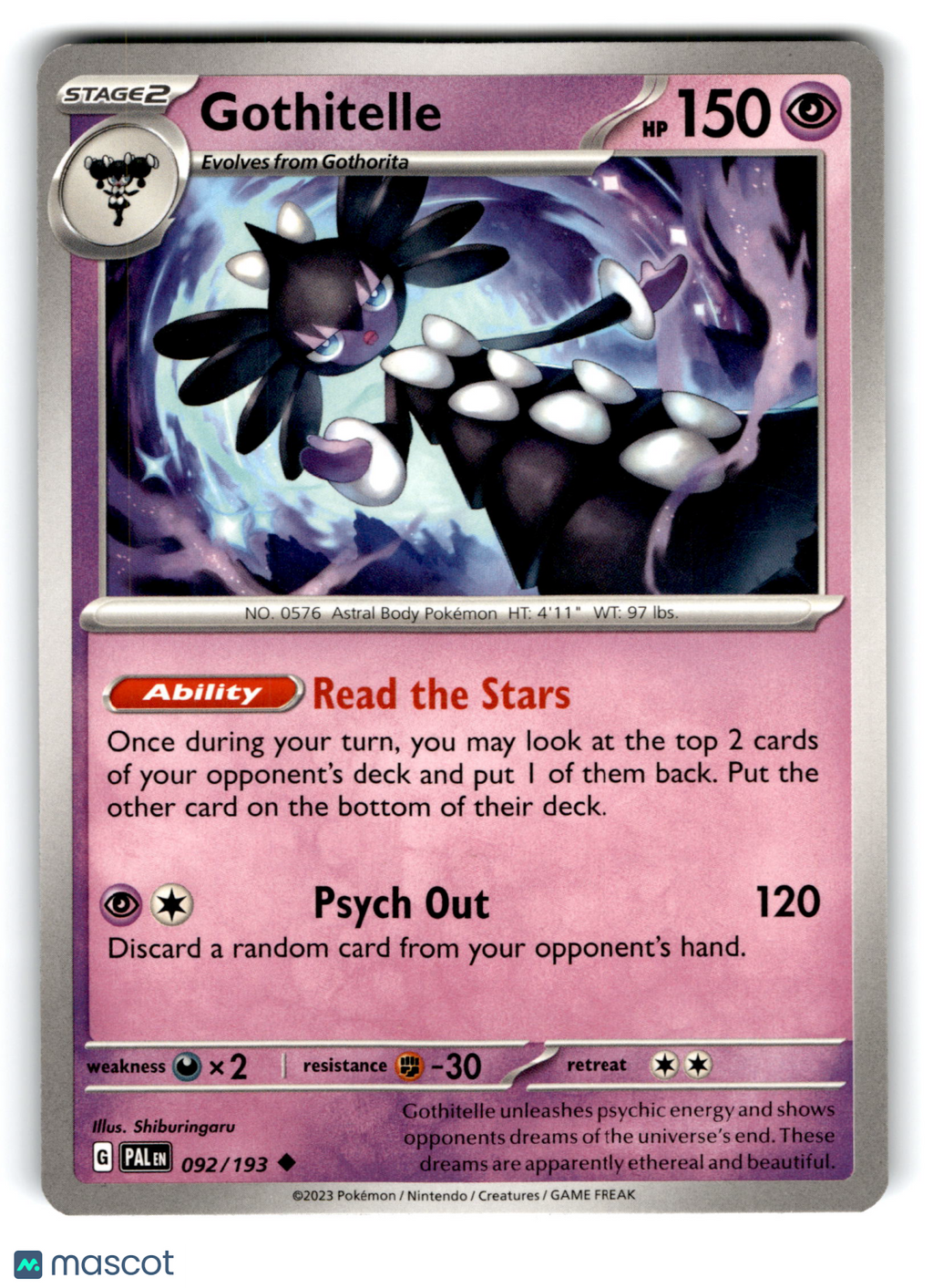 2023 Pokemon Gothitelle #92/193