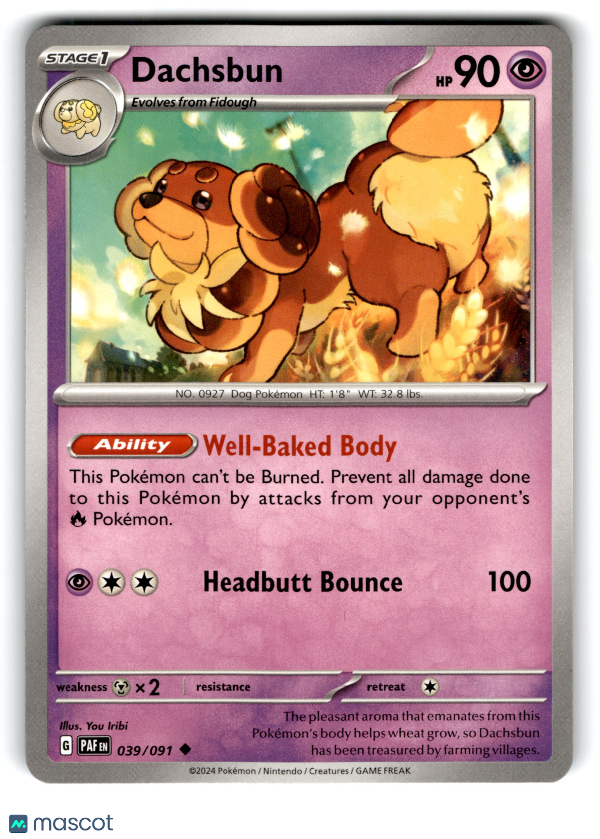 2024 Pokemon Dachsbun #39/91