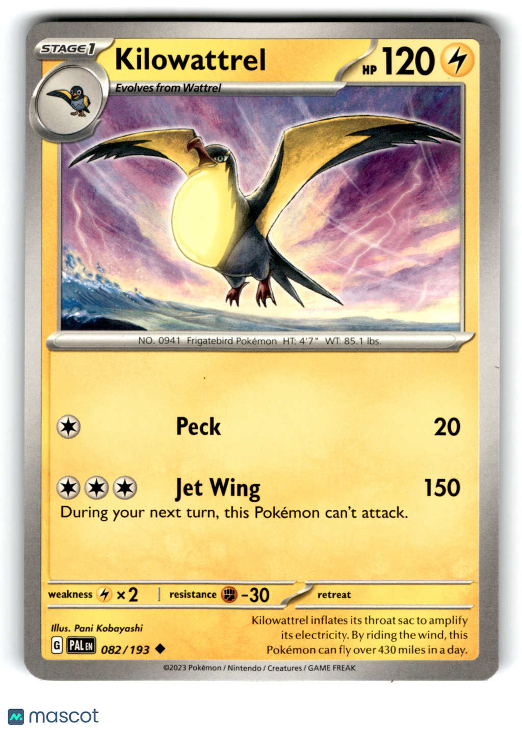 2023 Pokemon Kilowattrel #82/193