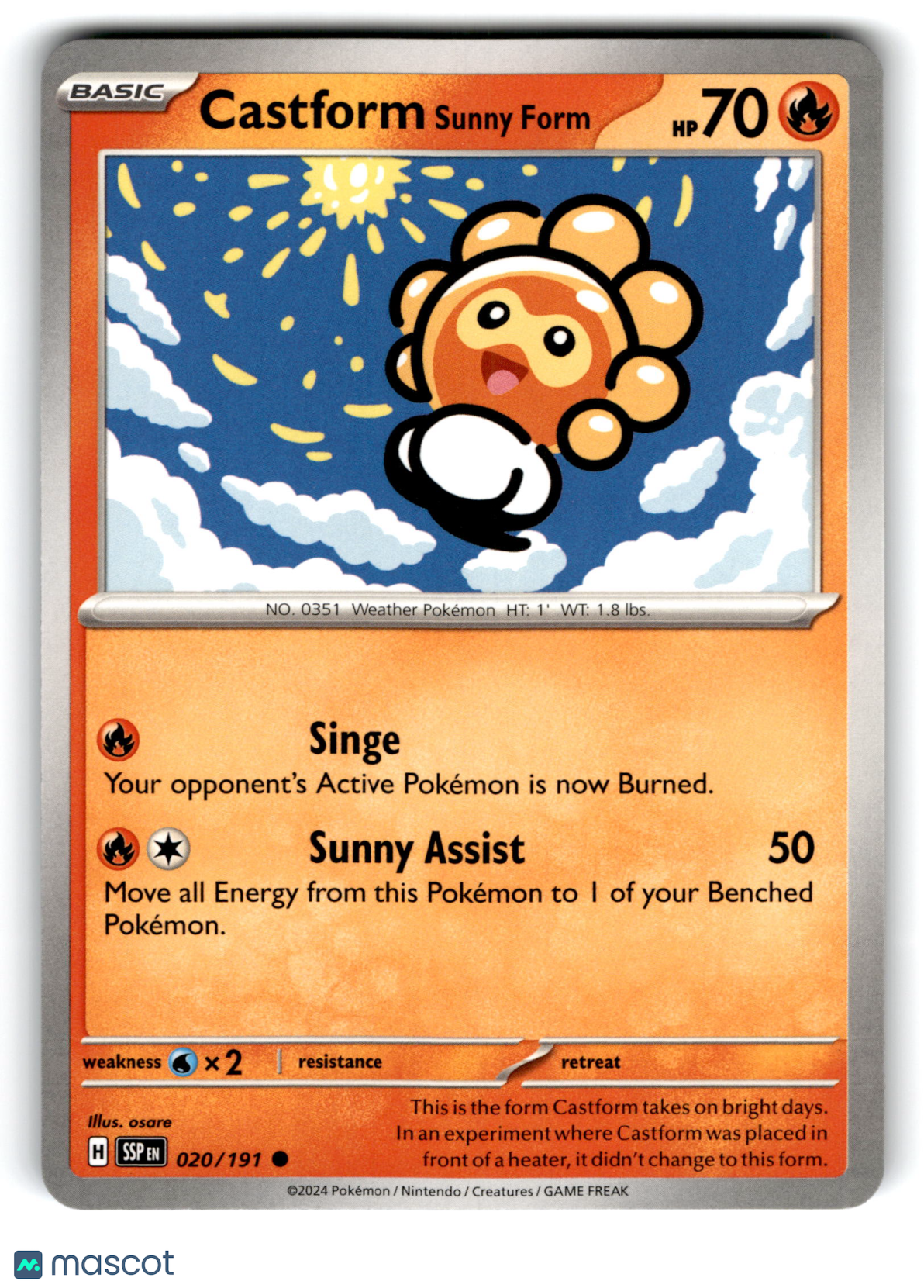 2024 Pokemon Castform Sunny Form #20/191