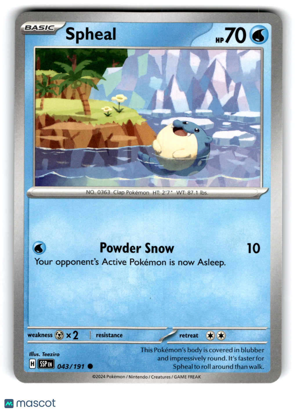 2024 Pokemon Spheal #43/191