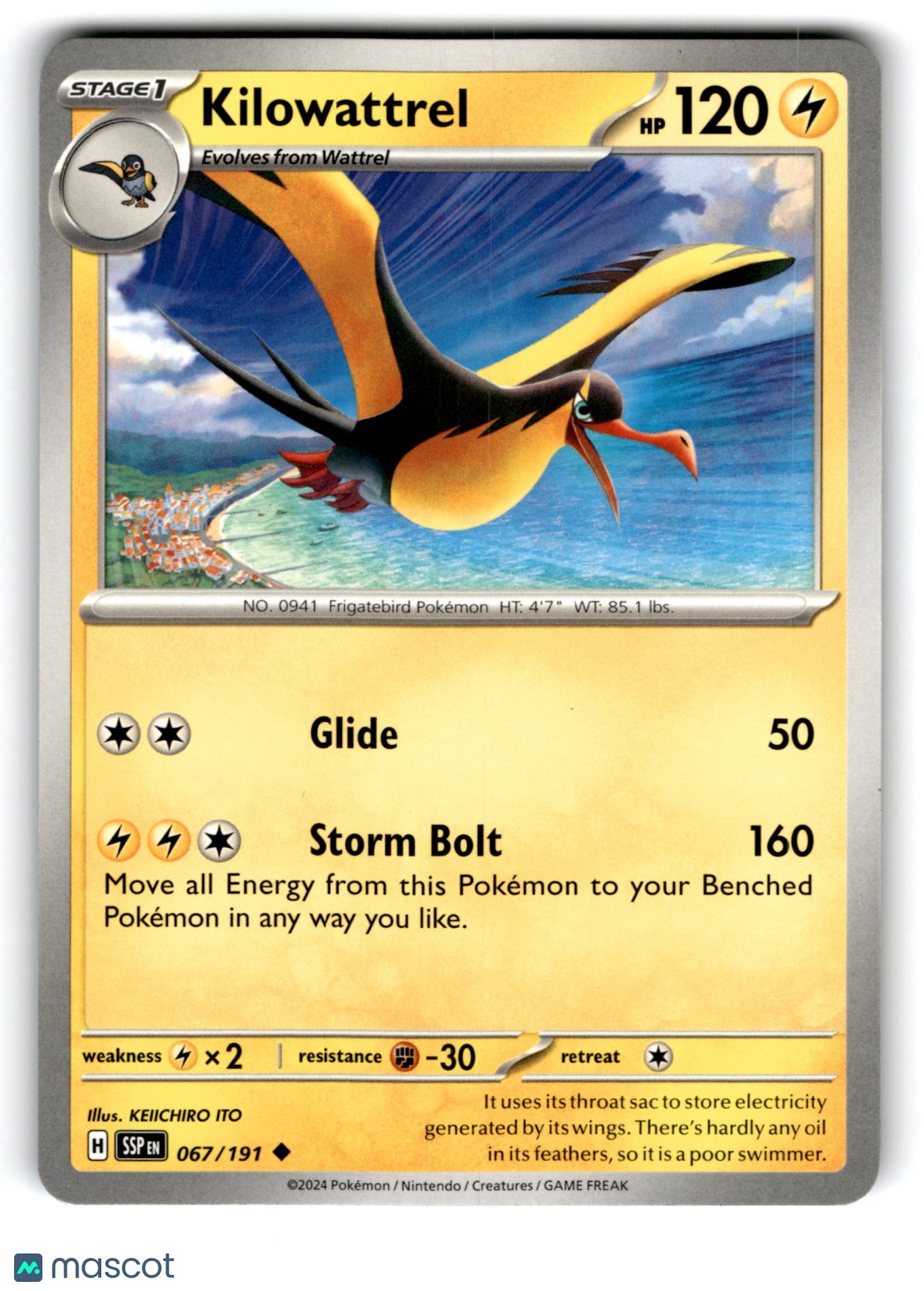 2024 Pokemon Kilowattrel #67/191