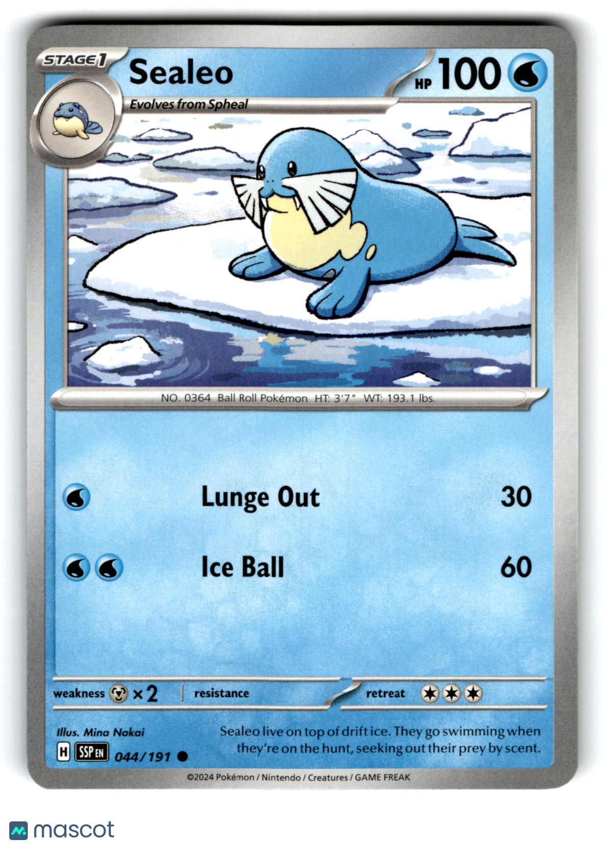 2024 Pokemon Sealeo #44/191