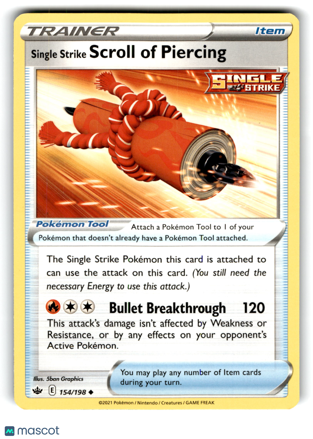 2021 Pokemon Single Strike Scroll Of Piercing #154/198