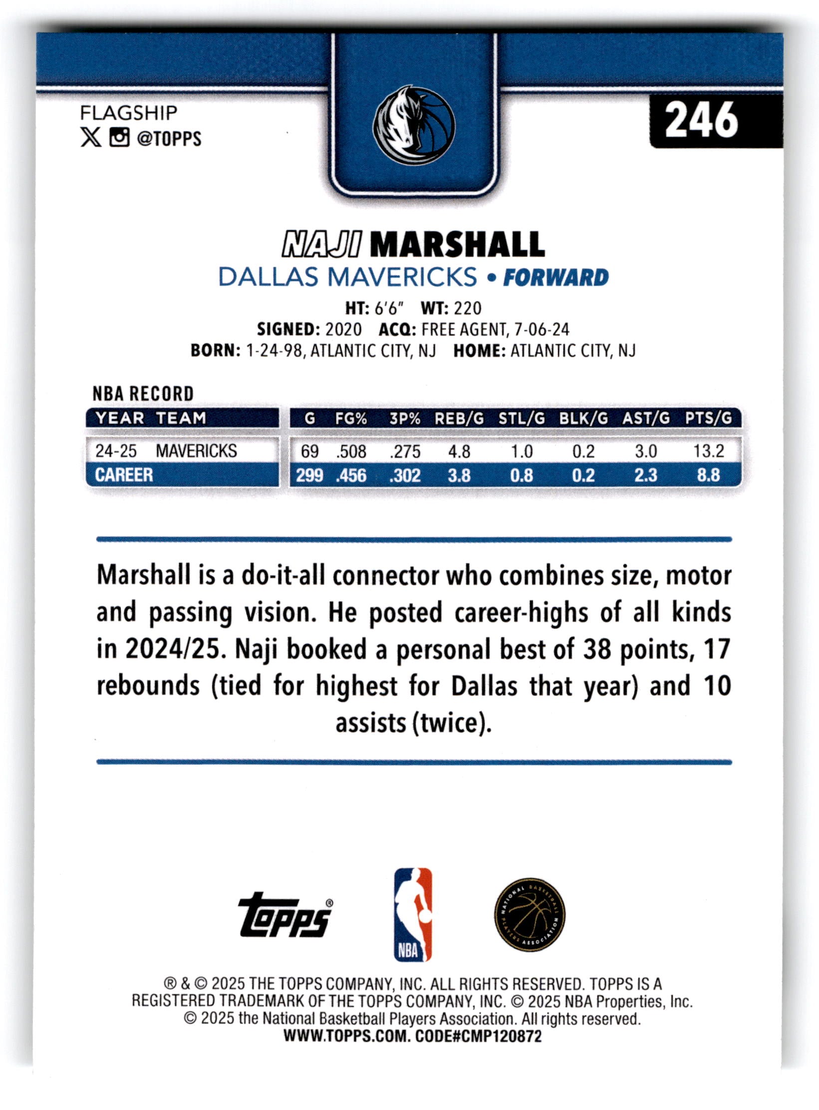 2025 Topps Flagship Naji Marshall #246