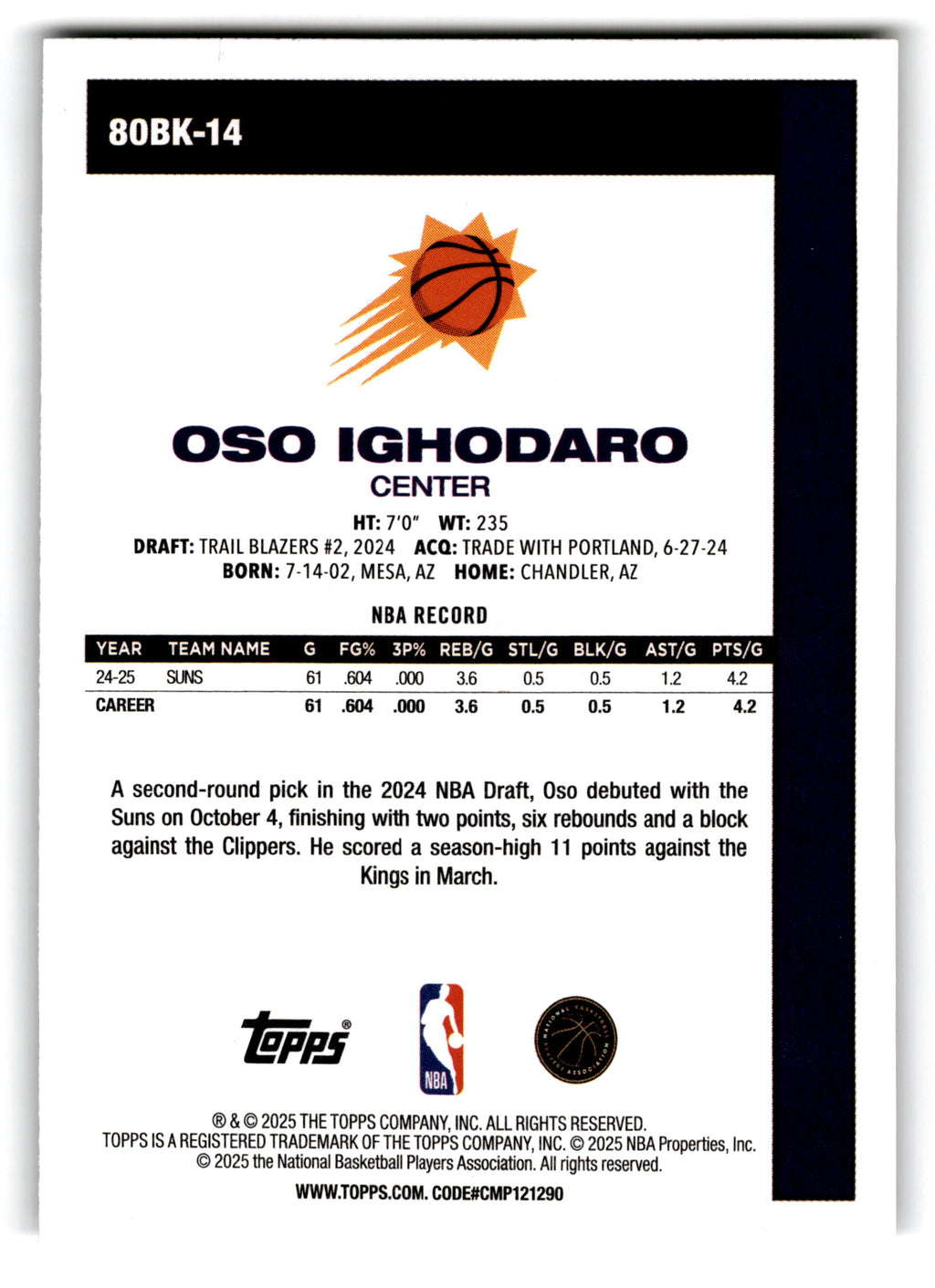 2025 Topps Oso Ighodaro #80BK-14