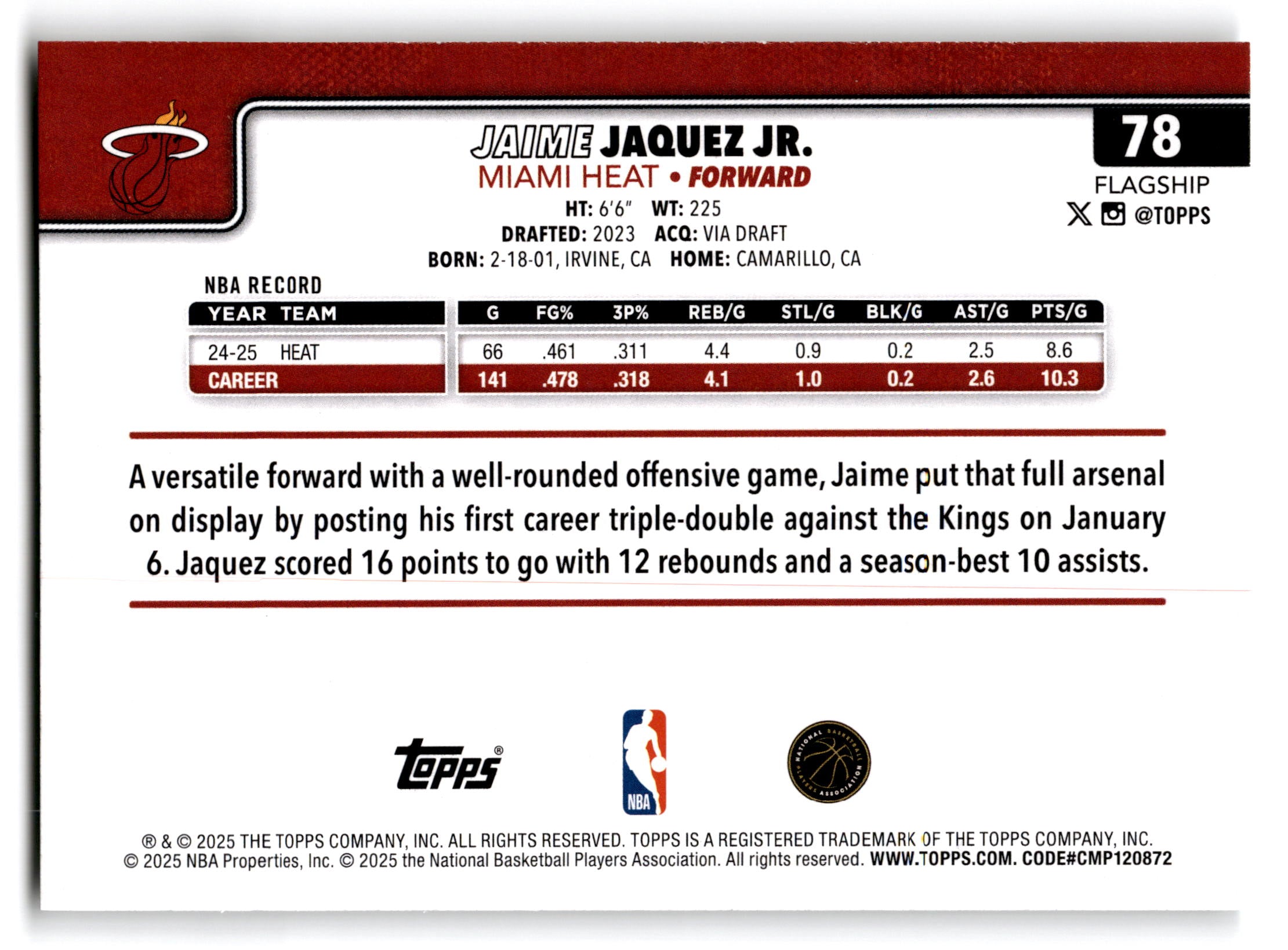 2025 Topps Flagship Jaime Jaquez Jr. #78
