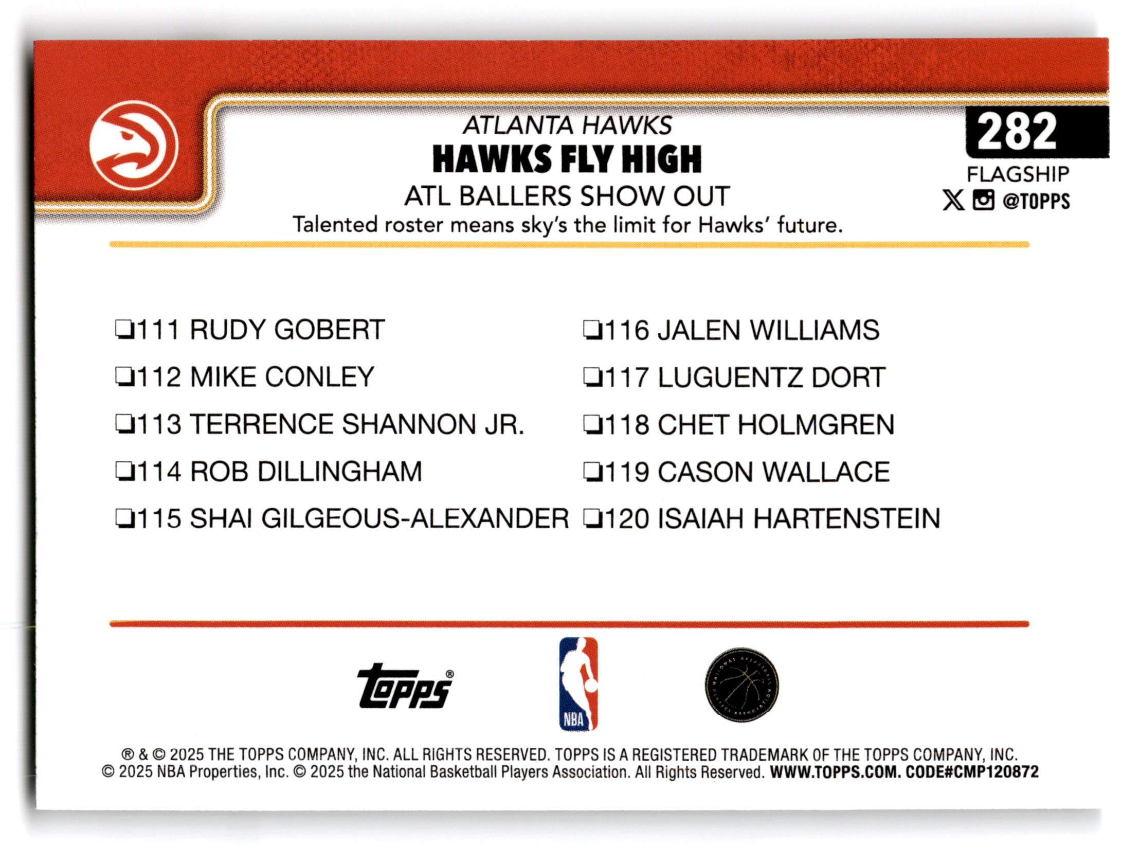 2025 Topps Flagship Atlanta Hawks #282