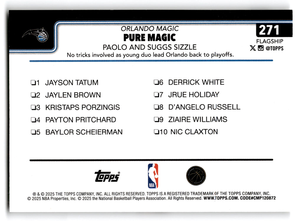 2025 Topps Flagship Jalen Suggs Paolo Banchero #271