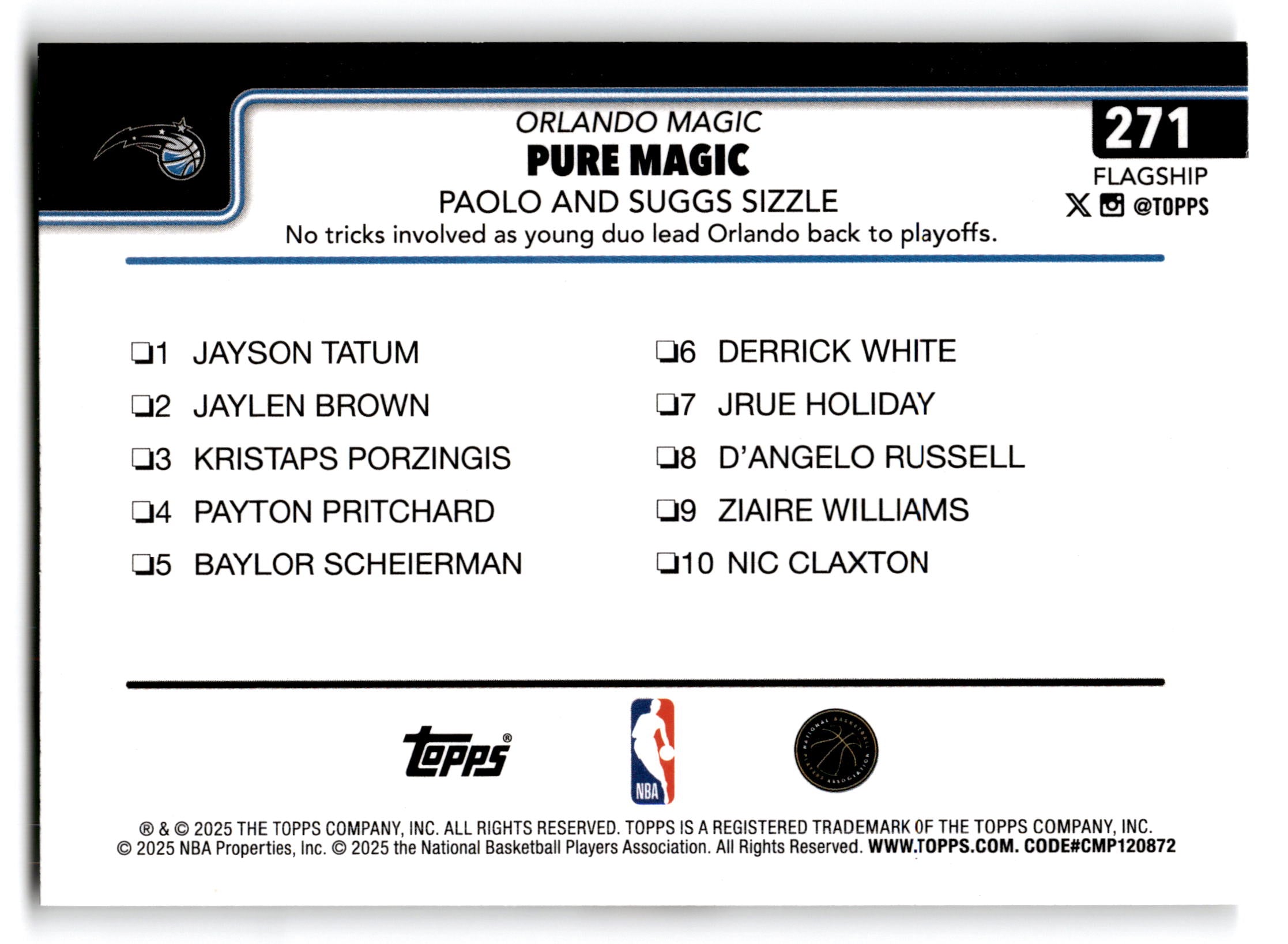 2025 Topps Flagship Jalen Suggs Paolo Banchero #271
