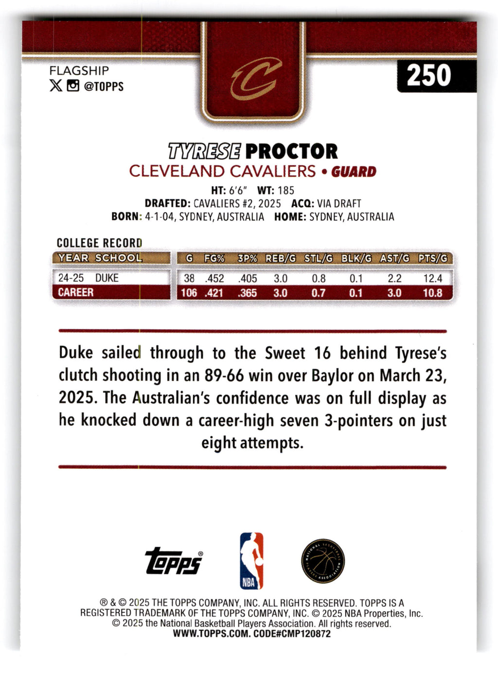 2025 Topps Tyrese Proctor #250 RC