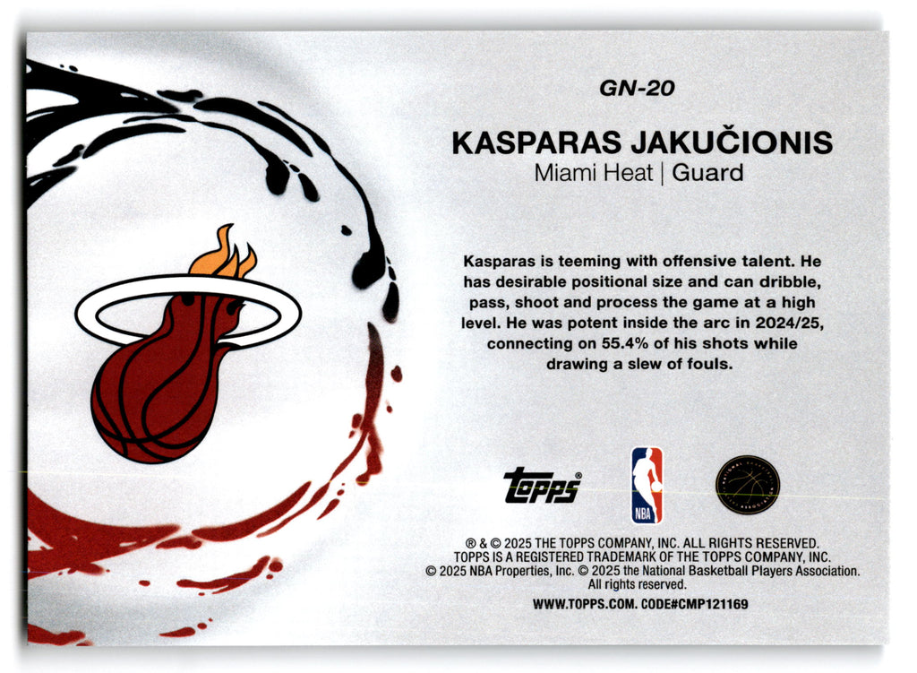 2025 Topps Generation Now Kasparas Jakučionis #GN-20 RC