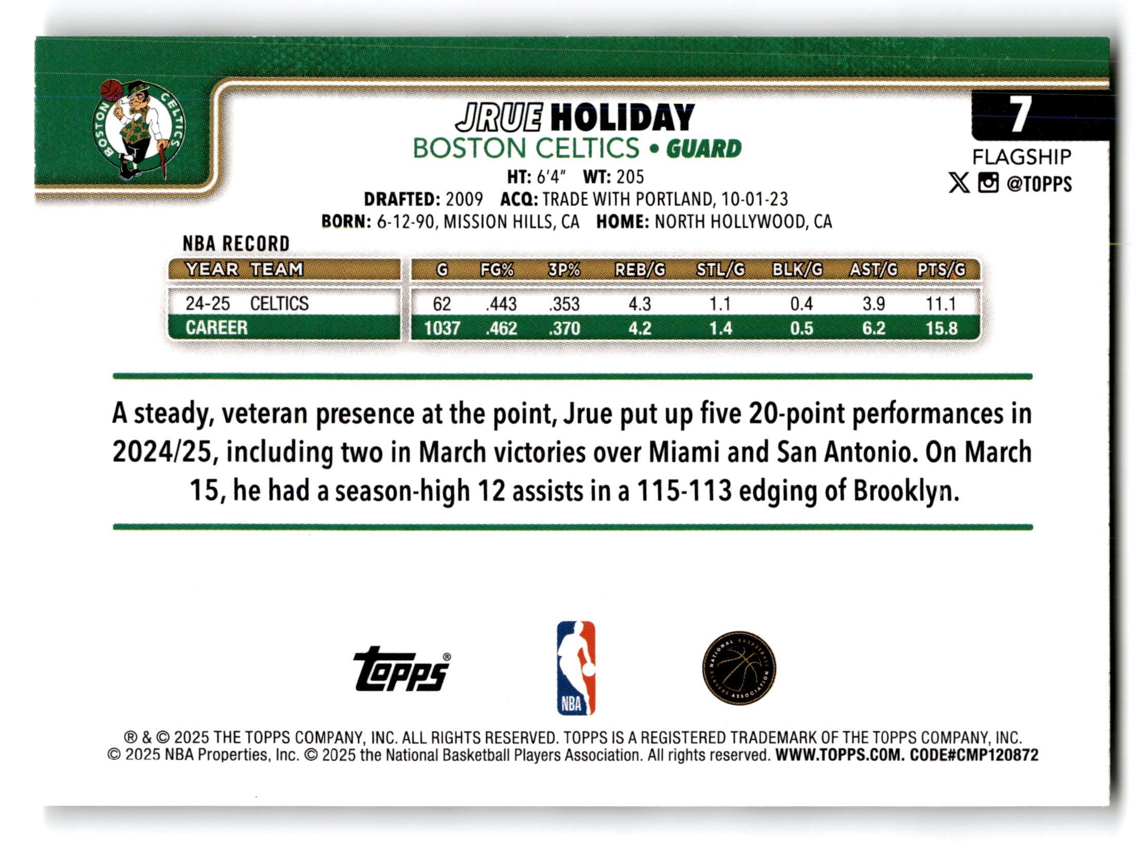 2025 Topps Flagship Jrue Holiday #7