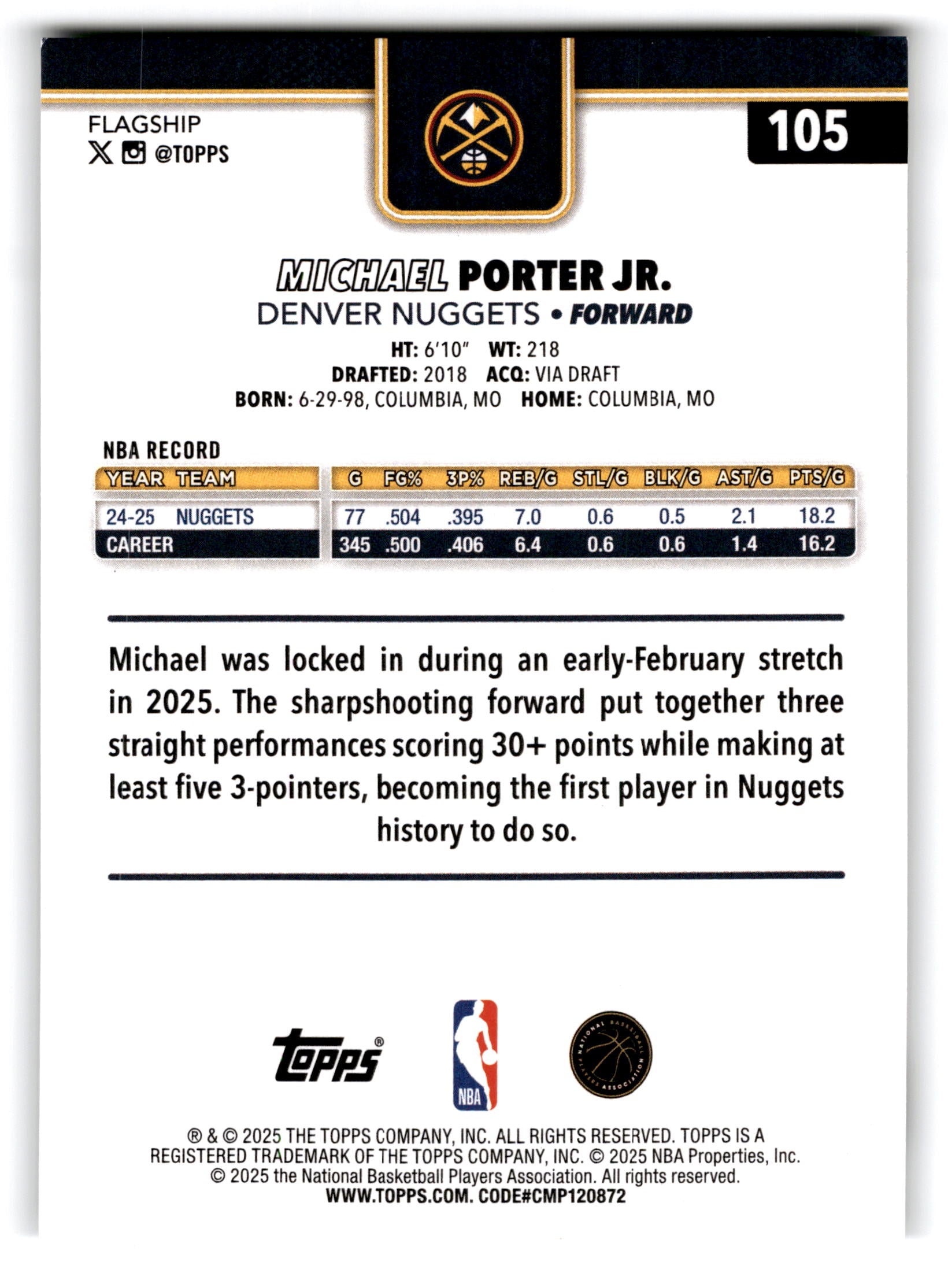 2025 Topps Michael Porter Jr. #105