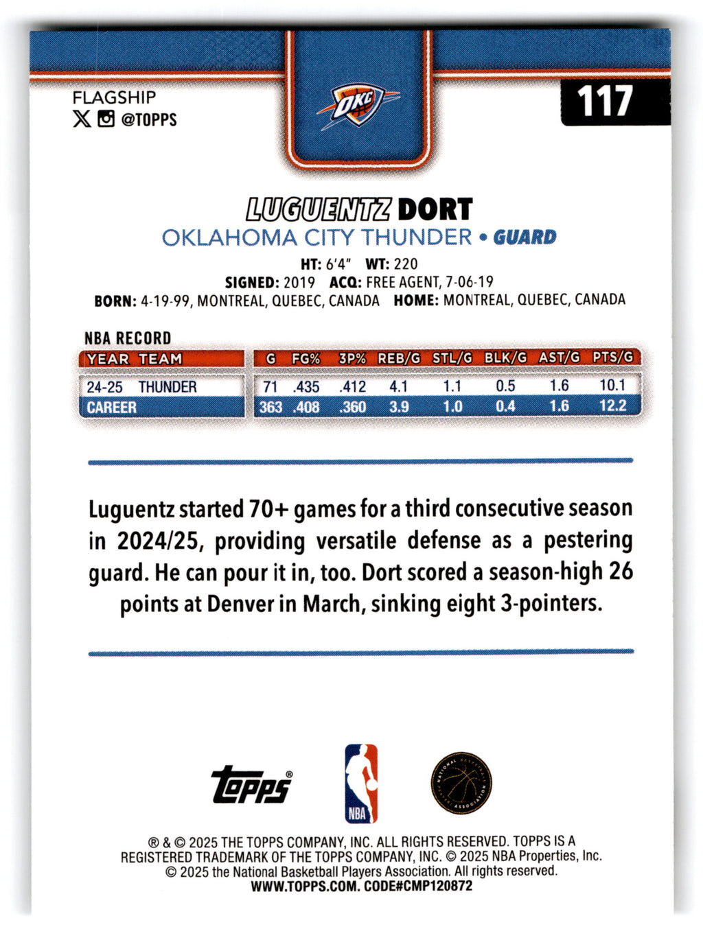2025 Topps Flagship Luguentz Dort #117