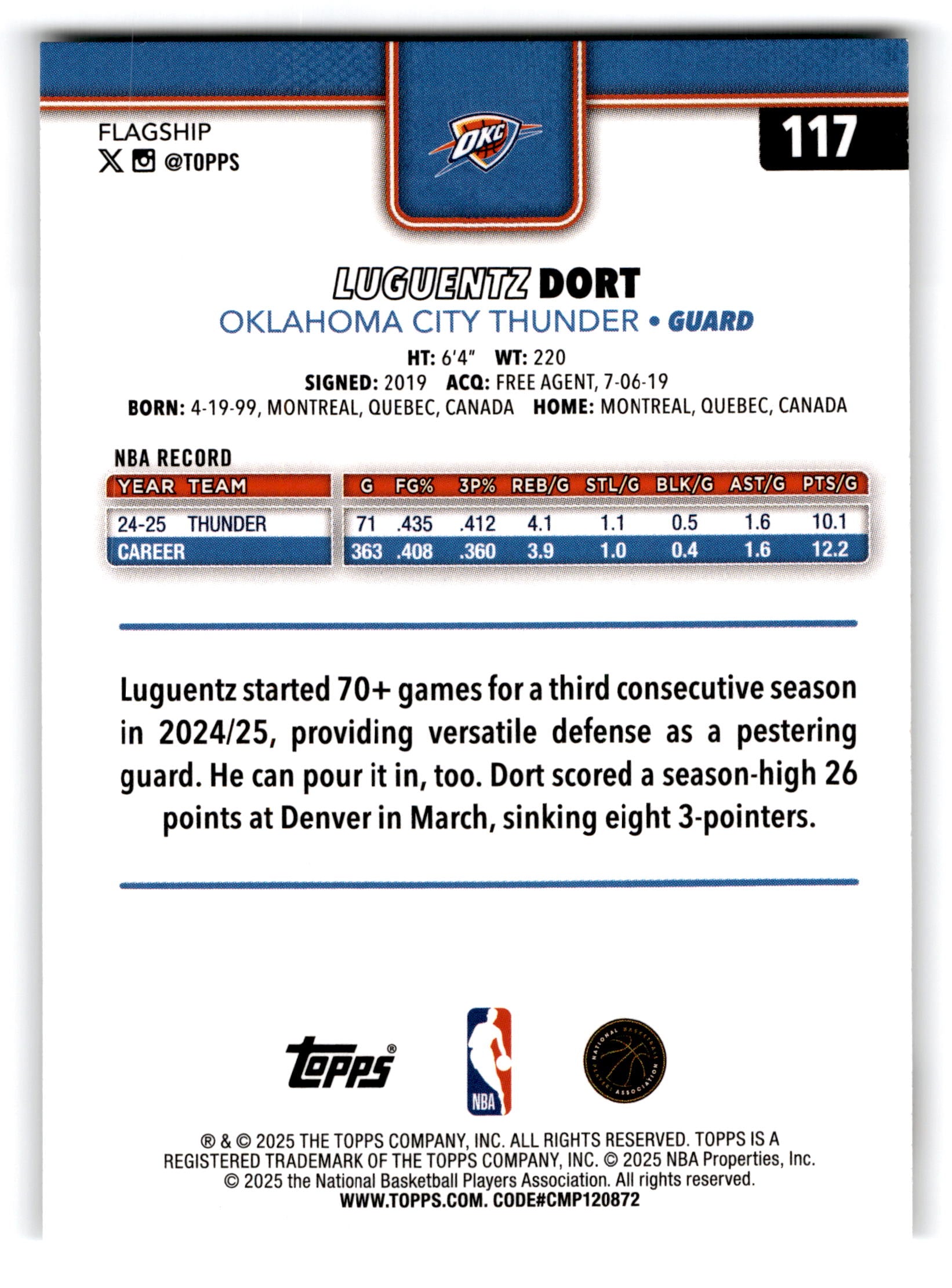 2025 Topps Flagship Luguentz Dort #117