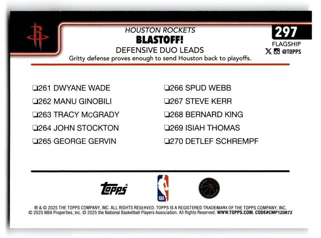 2025 Topps Flagship Blastoff! Houston Rockets (Team Card) #297