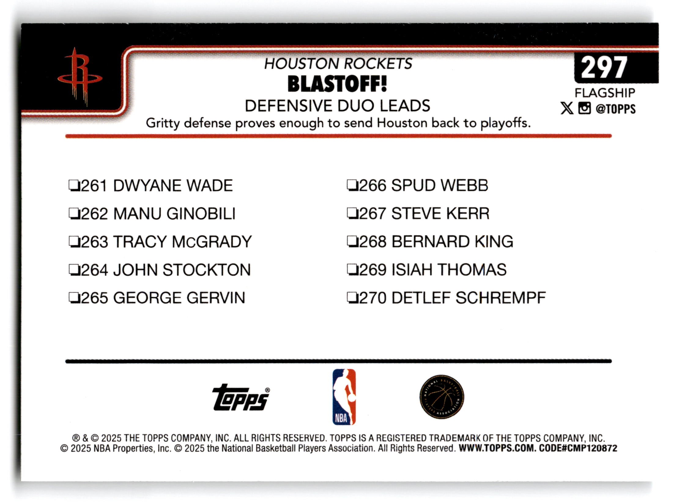 2025 Topps Flagship Blastoff! Houston Rockets (Team Card) #297