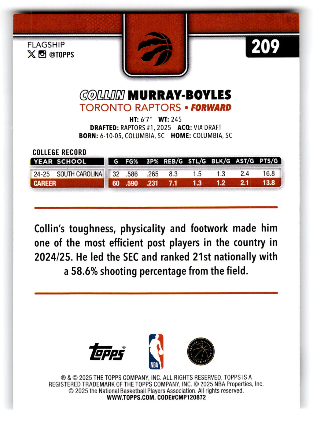 2025 Topps Collin Murray-Boyles #209 RC