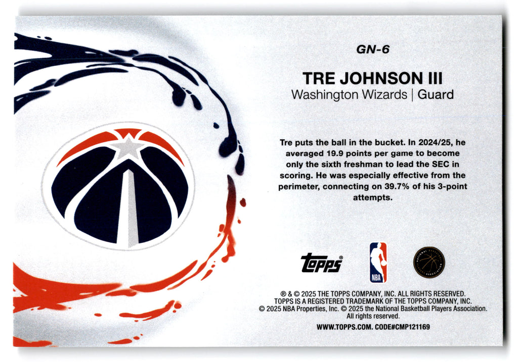 2025 Topps Generation Now Tre Johnson III #GN-6 RC