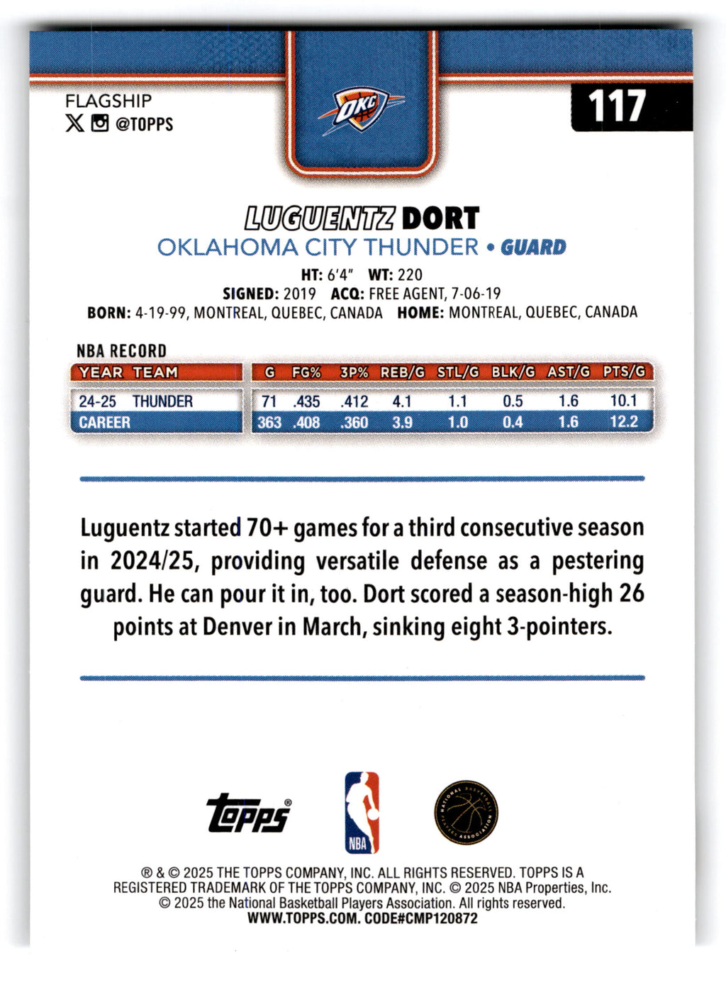 2025 Topps Flagship Luguentz Dort #117