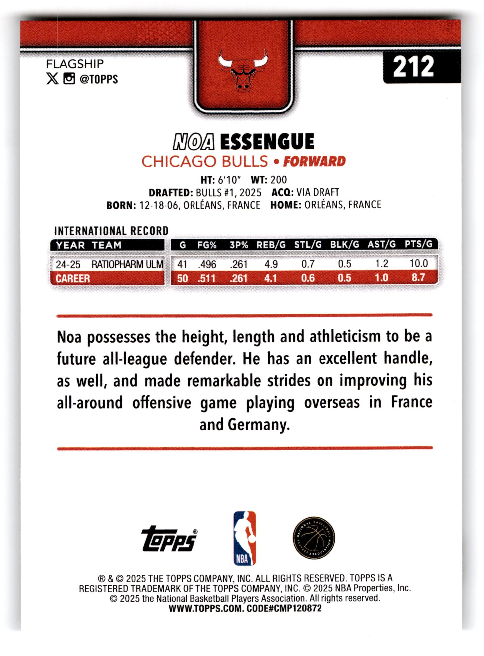 2025 Topps Flagship Noa Essengue #212 RC