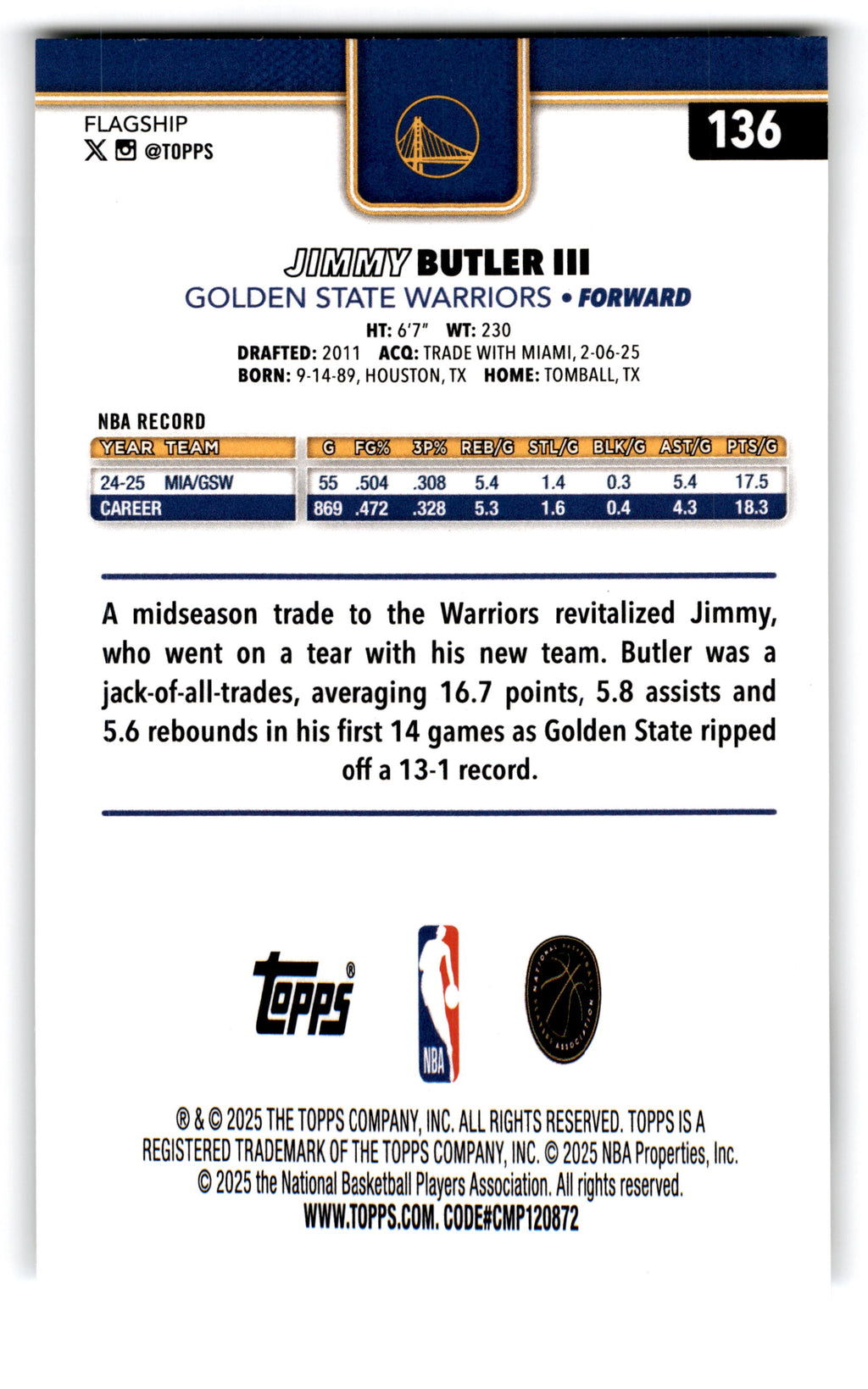 2025 Topps Flagship Jimmy Butler III #136