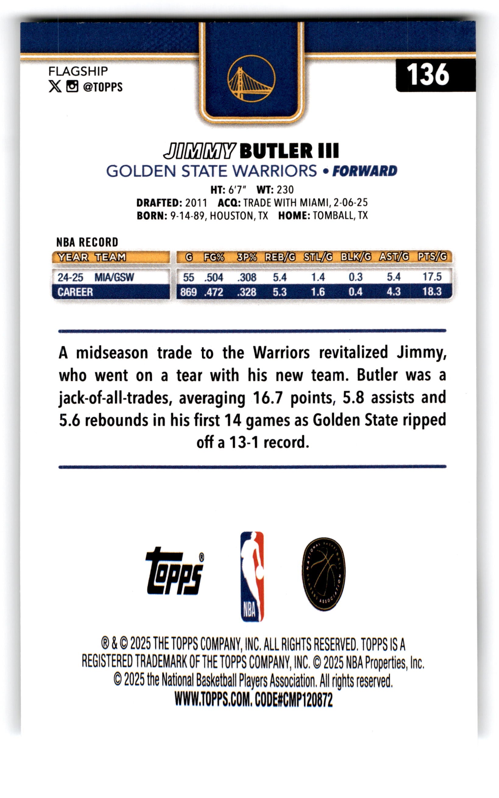 2025 Topps Flagship Jimmy Butler III #136