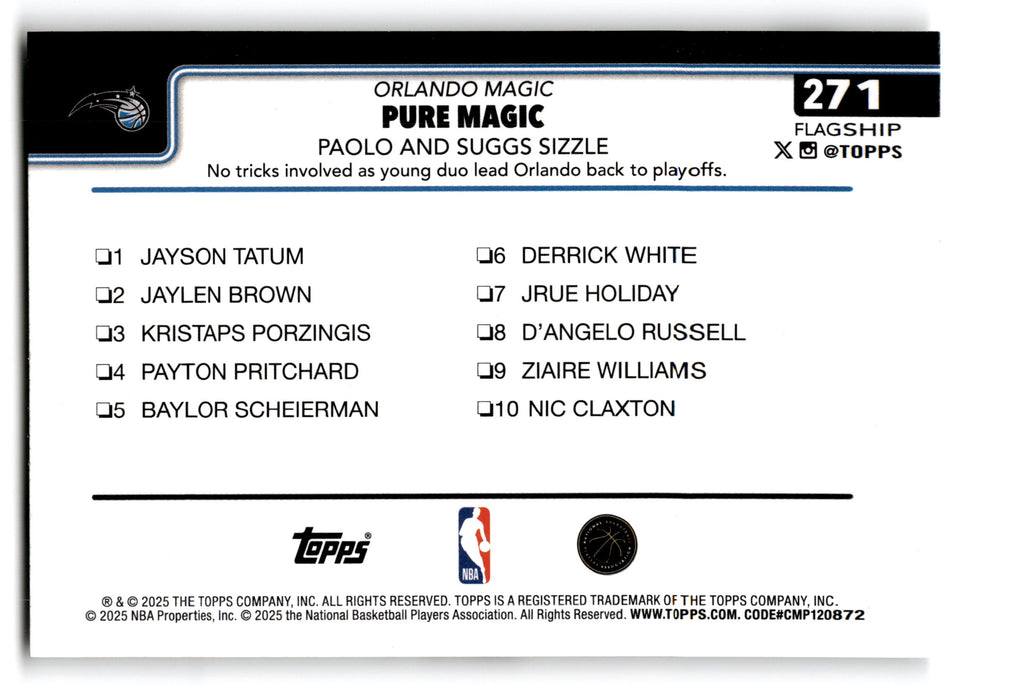 2025 Topps Flagship Jalen Suggs Paolo Banchero #271