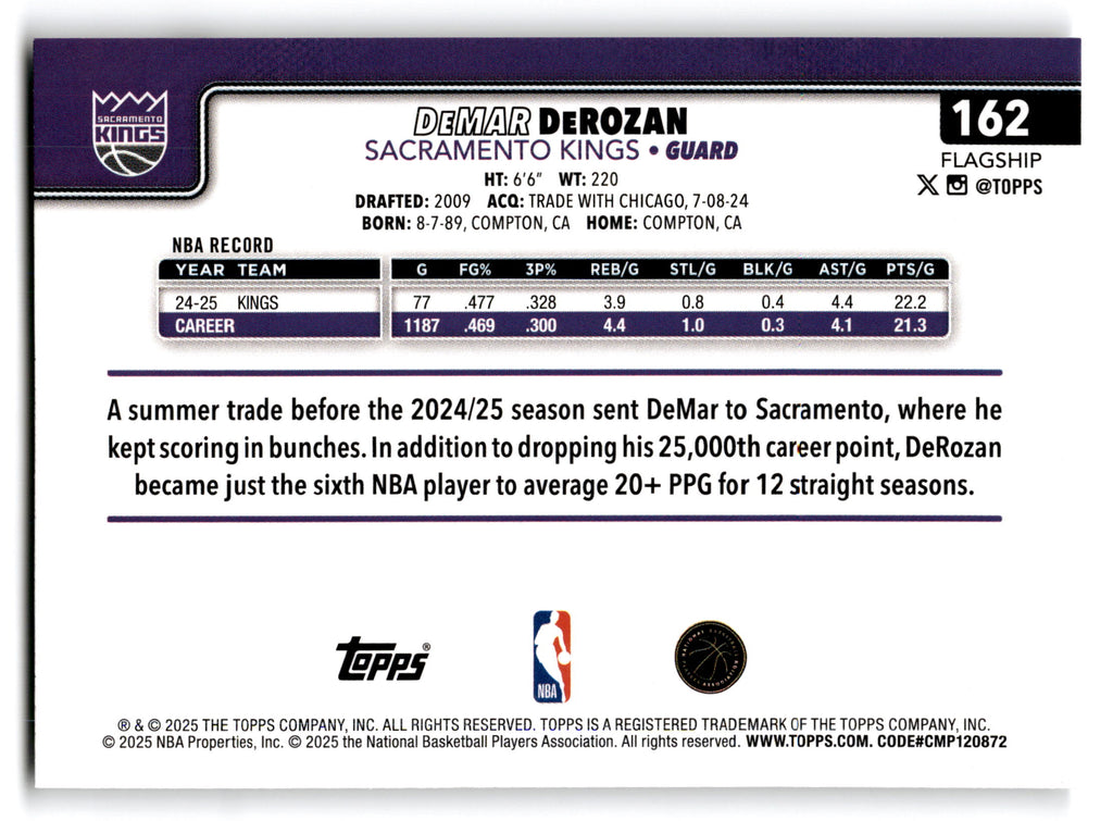 2025 Topps Flagship DeMar DeRozan #162
