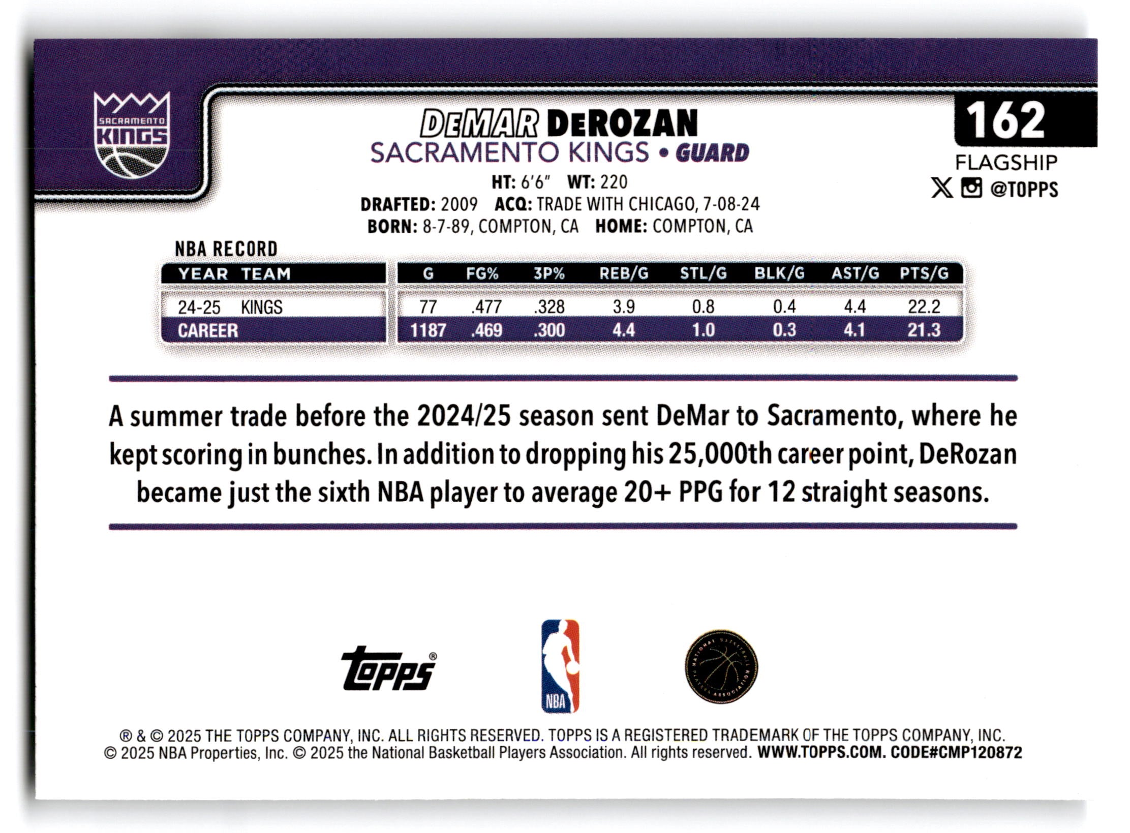 2025 Topps Flagship DeMar DeRozan #162