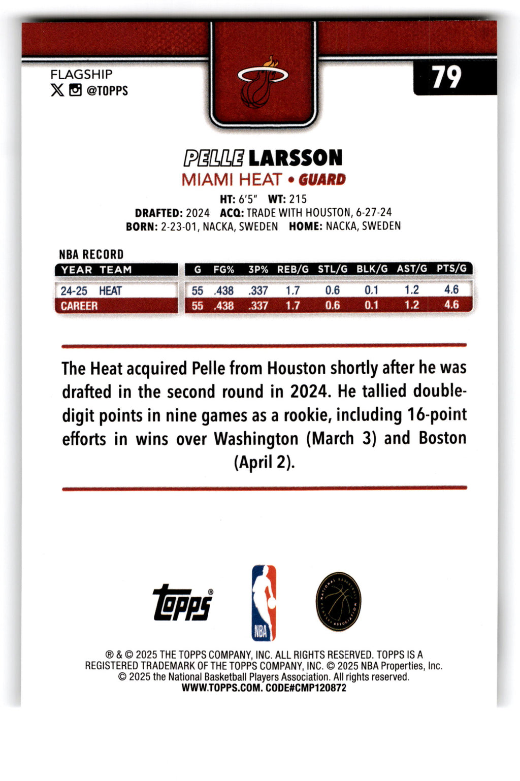 2025 Topps Flagship Pelle Larsson #79