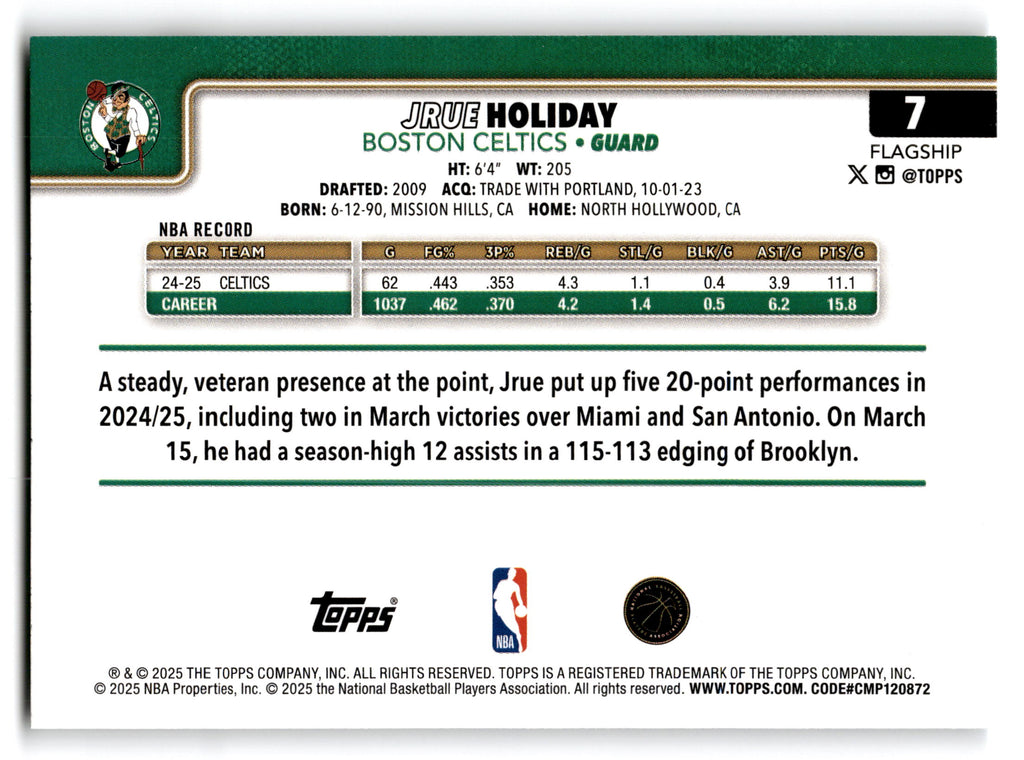2025 Topps Flagship Jrue Holiday #7