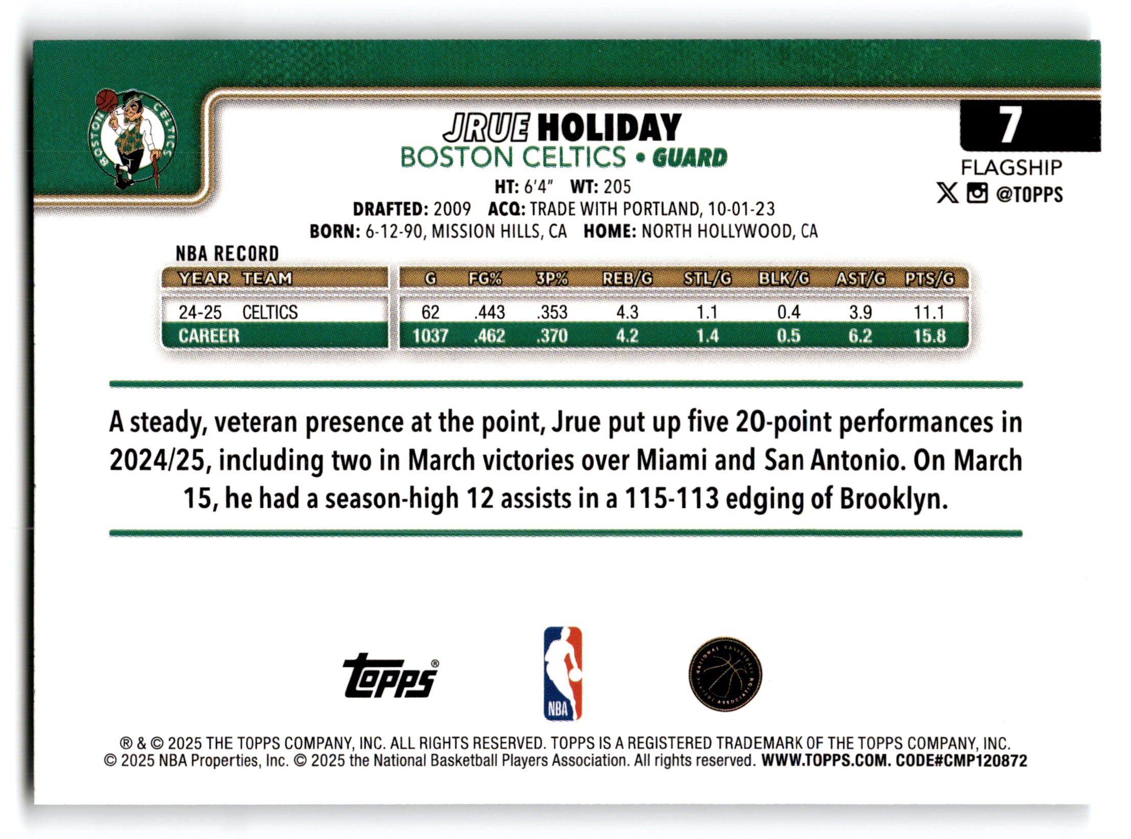 2025 Topps Flagship Jrue Holiday #7