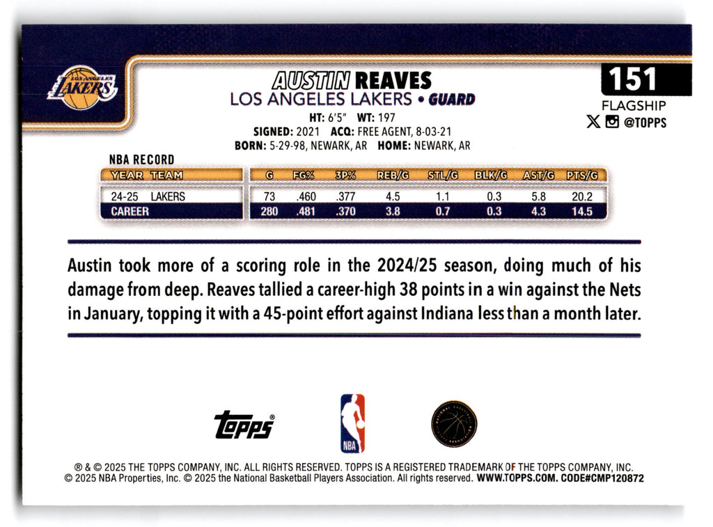 2025 Topps Flagship Austin Reaves #151