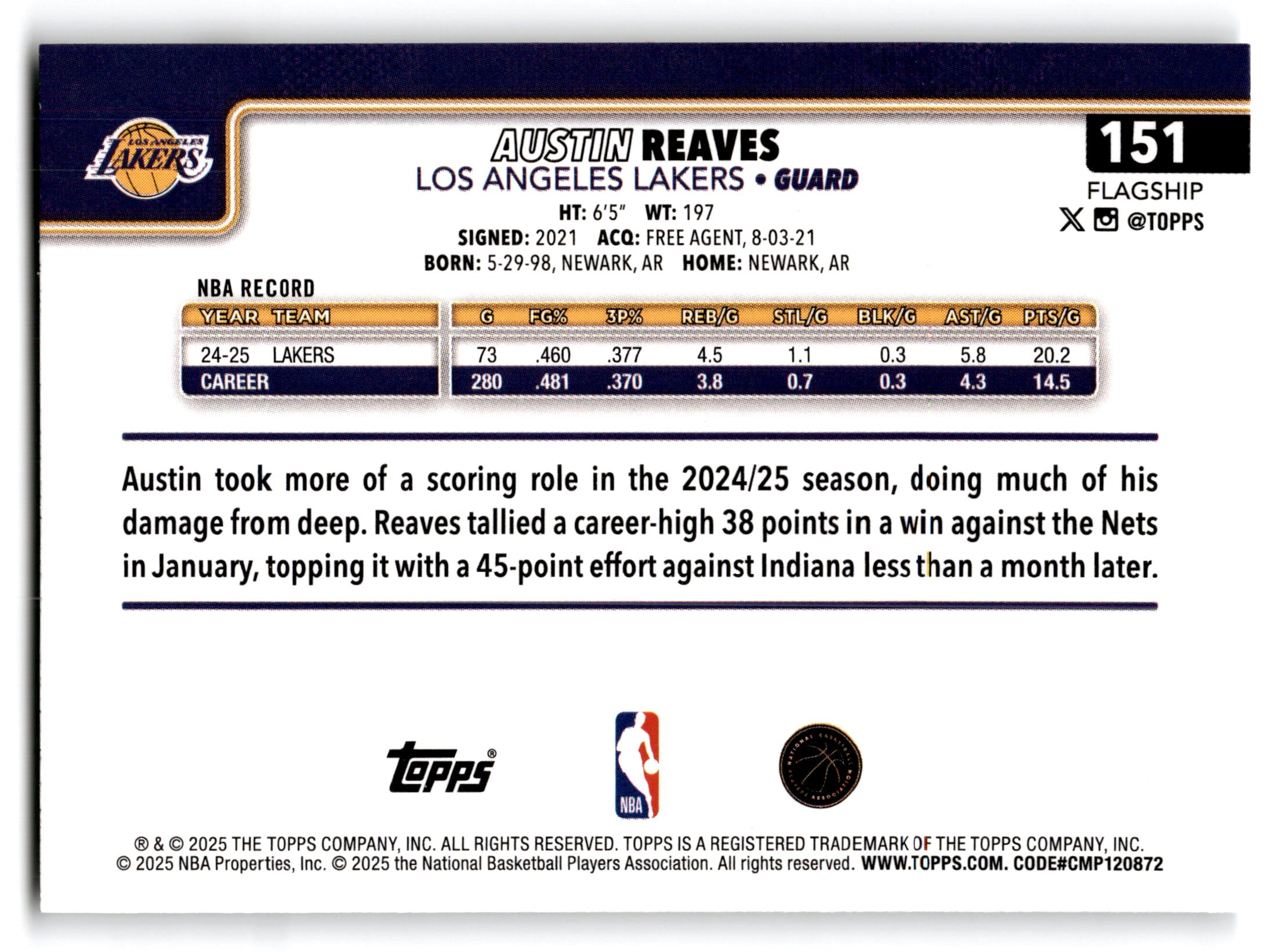 2025 Topps Flagship Austin Reaves #151