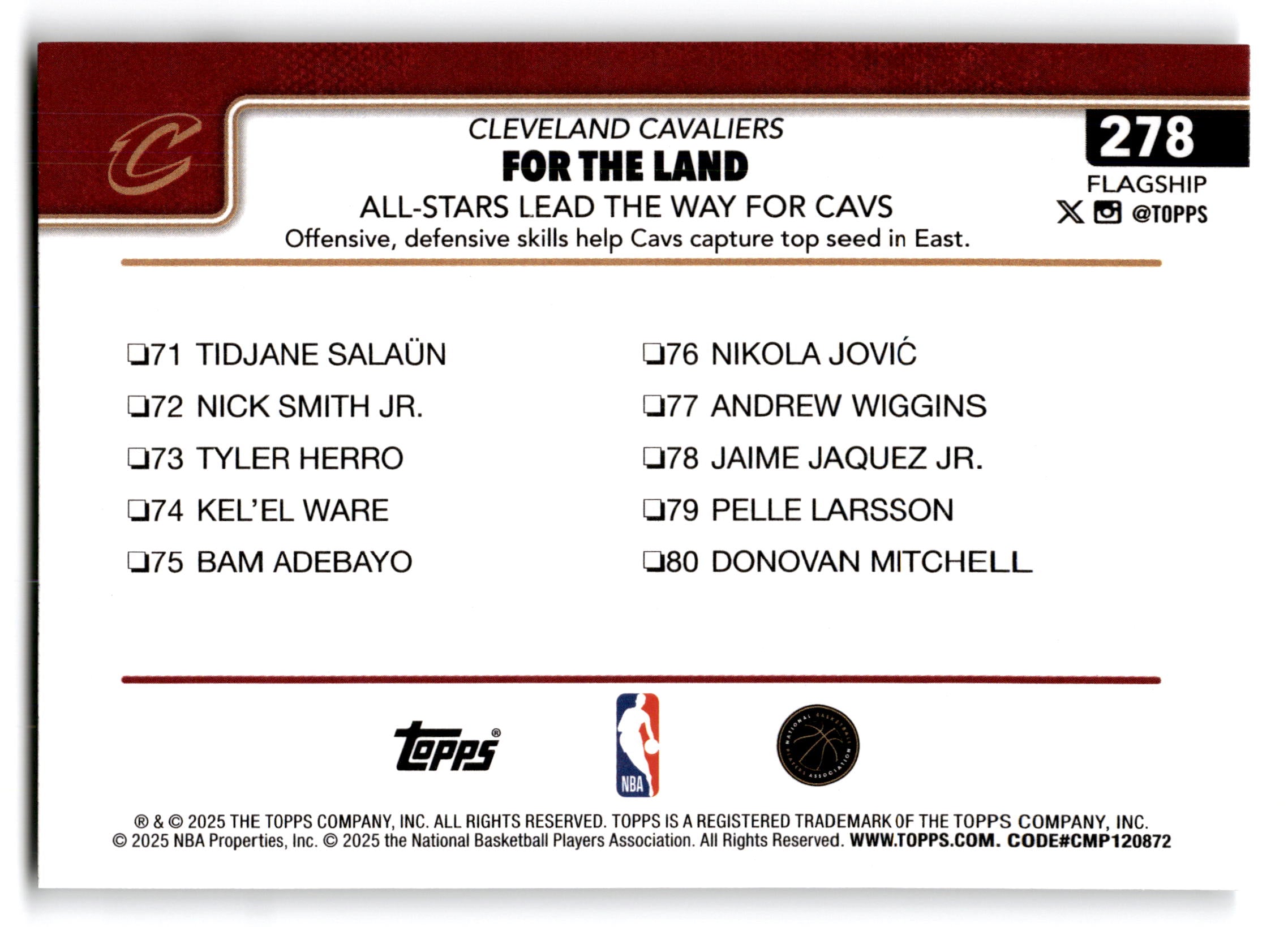 2025 Topps Flagship Cleveland Cavaliers #278