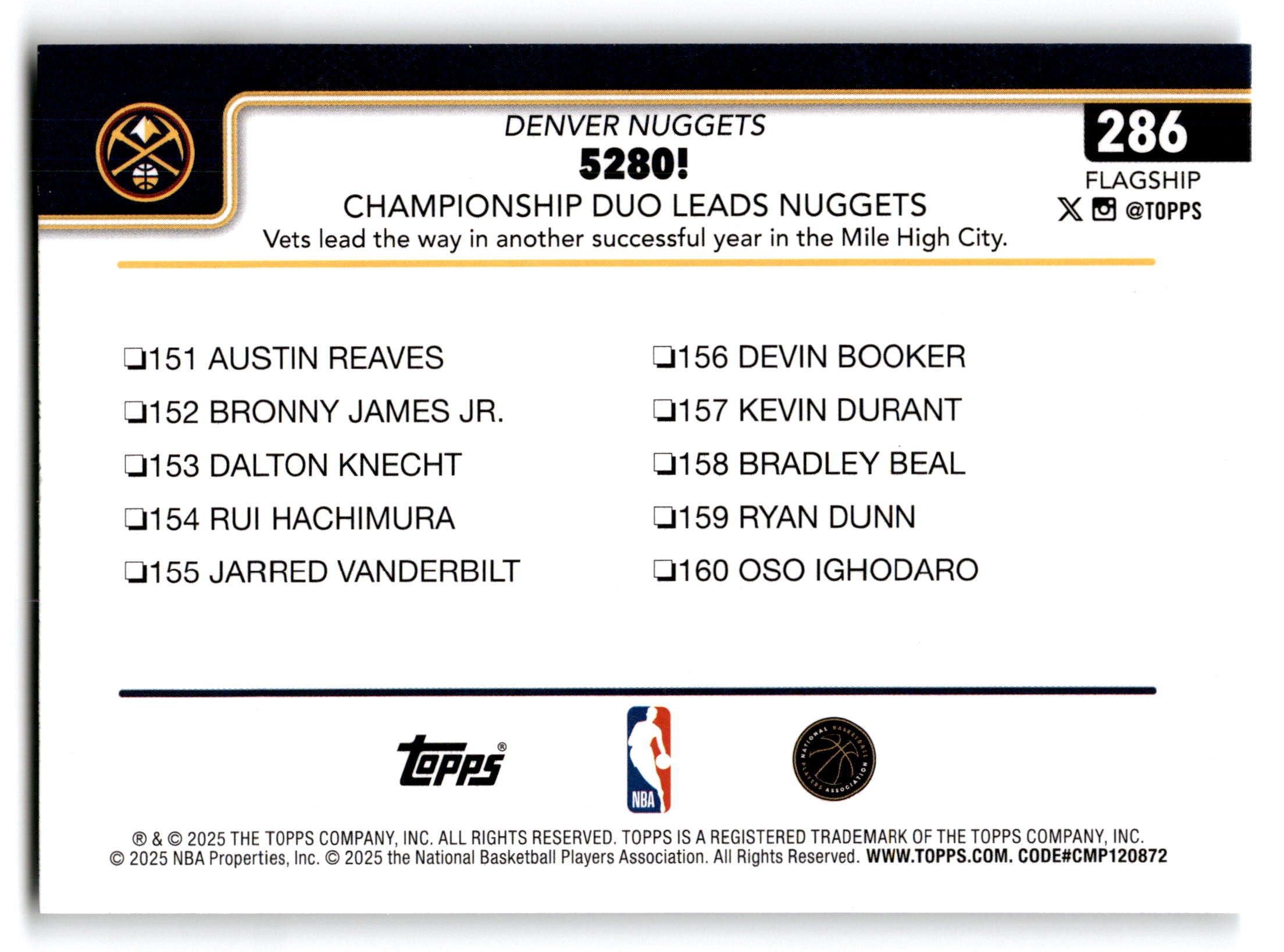 2025 Topps Flagship Jamal Murray Nikola Jokic #286