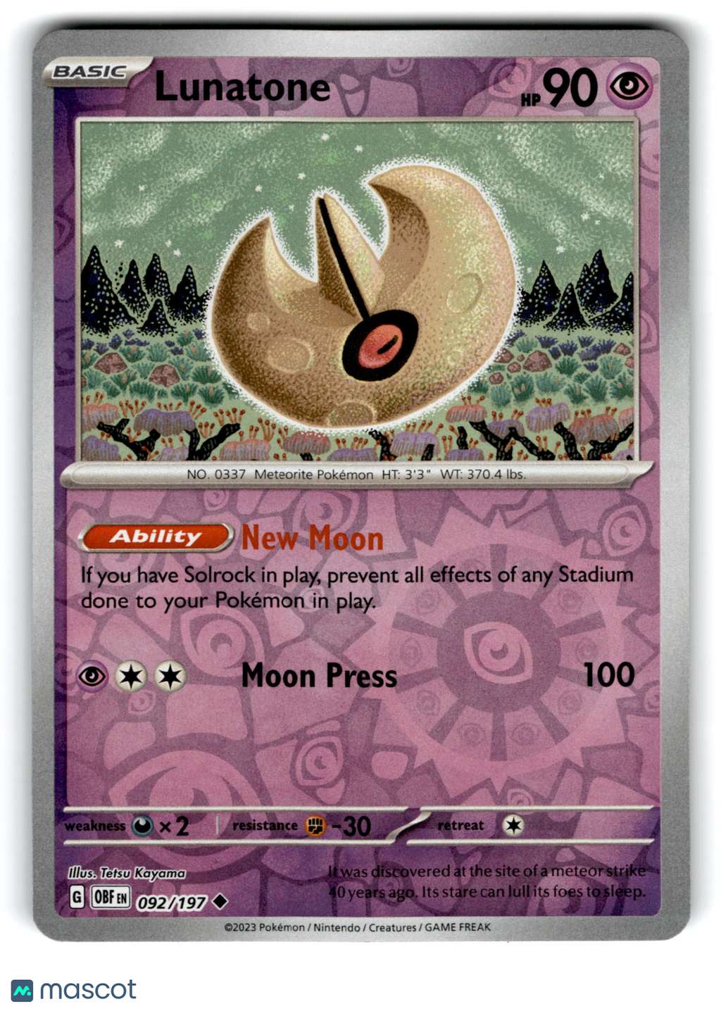 2023 Pokemon Lunatone #92/197