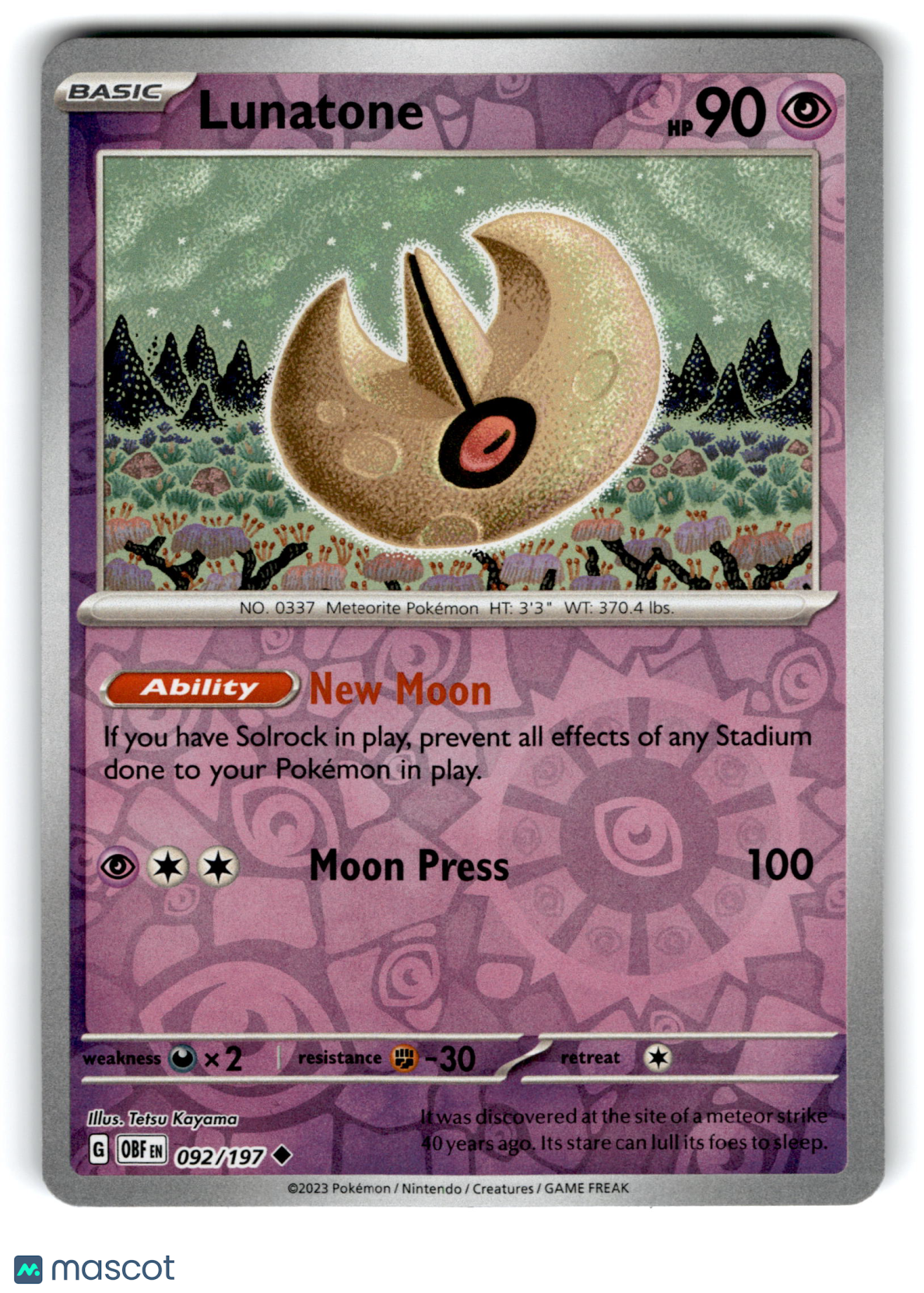 2023 Pokemon Lunatone #92/197