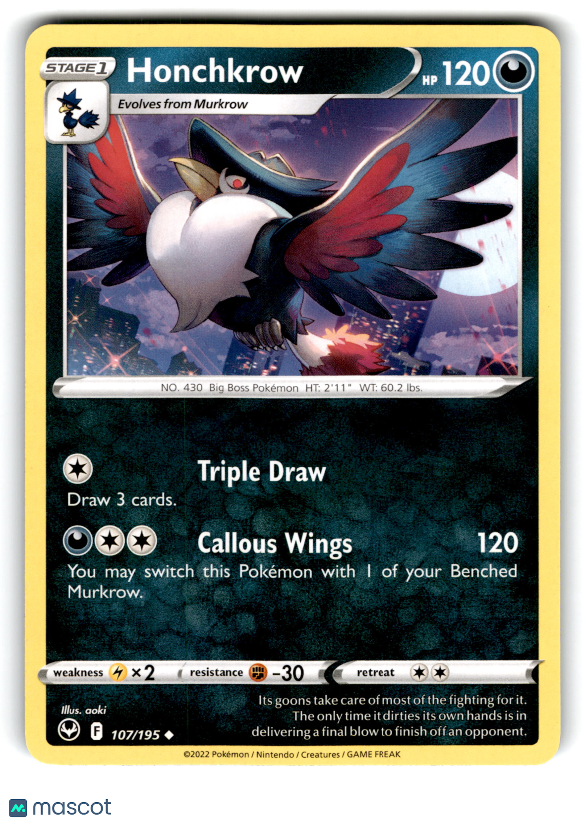 2022 Pokemon Honchkrow #107/195