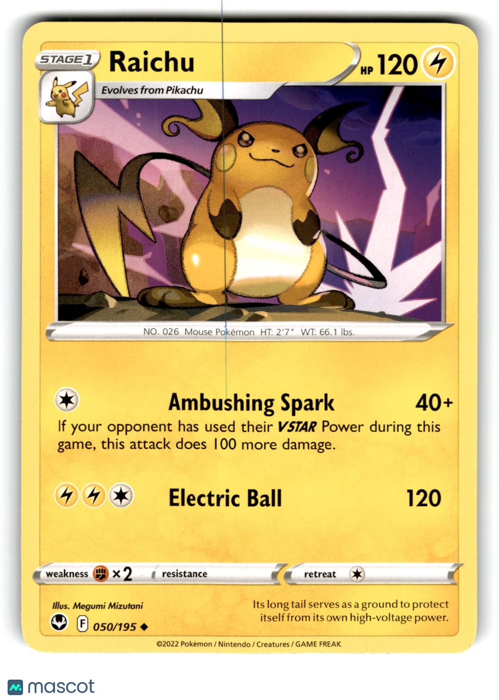 2022 Pokemon Raichu #50/195