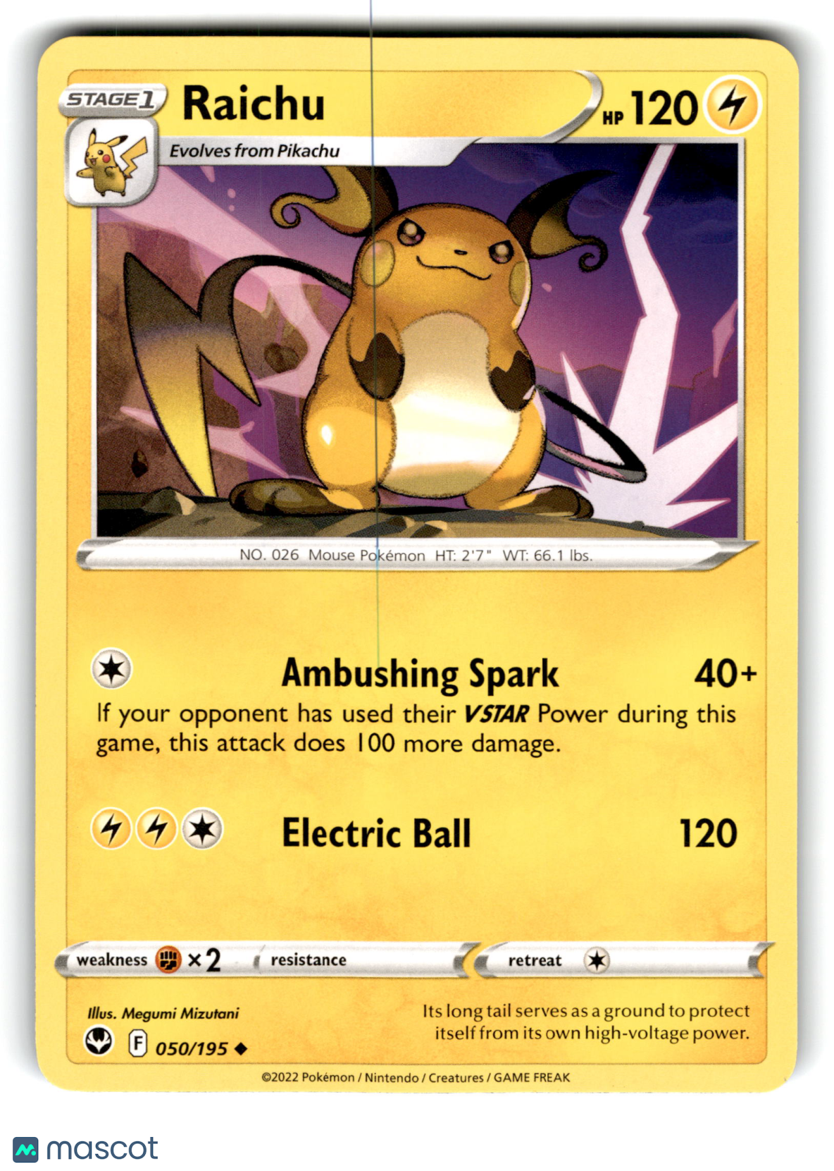 2022 Pokemon Raichu #50/195