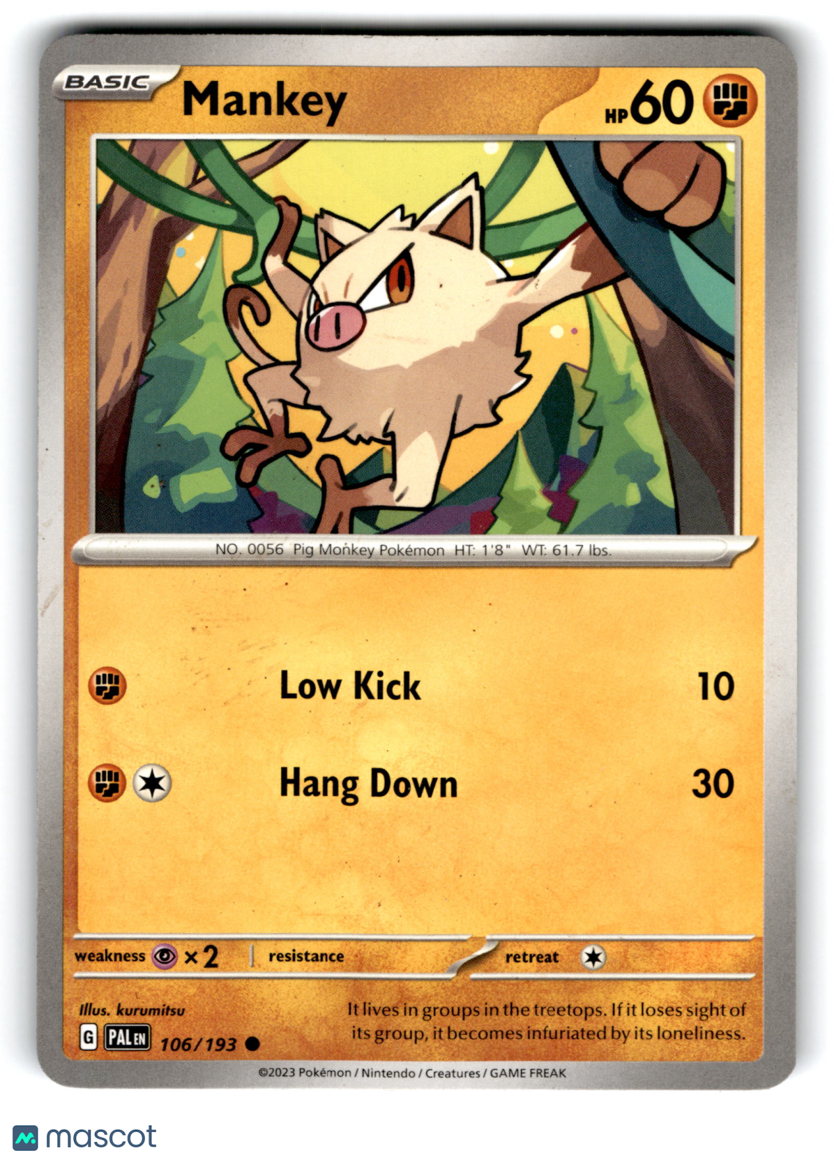 2023 Pokemon Mankey #106/193