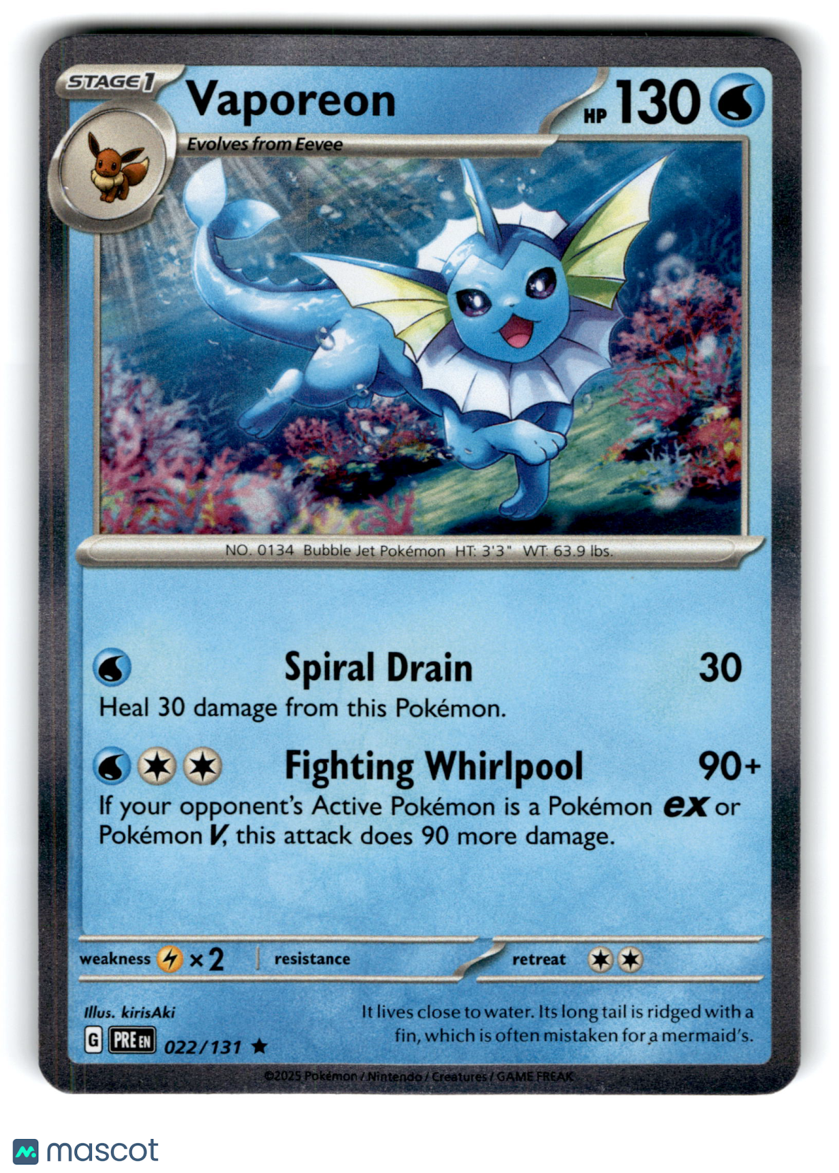 2025 Pokemon Vaporeon #22/131